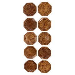 Lot de 10 assiettes octogonales italiennes émaillées
