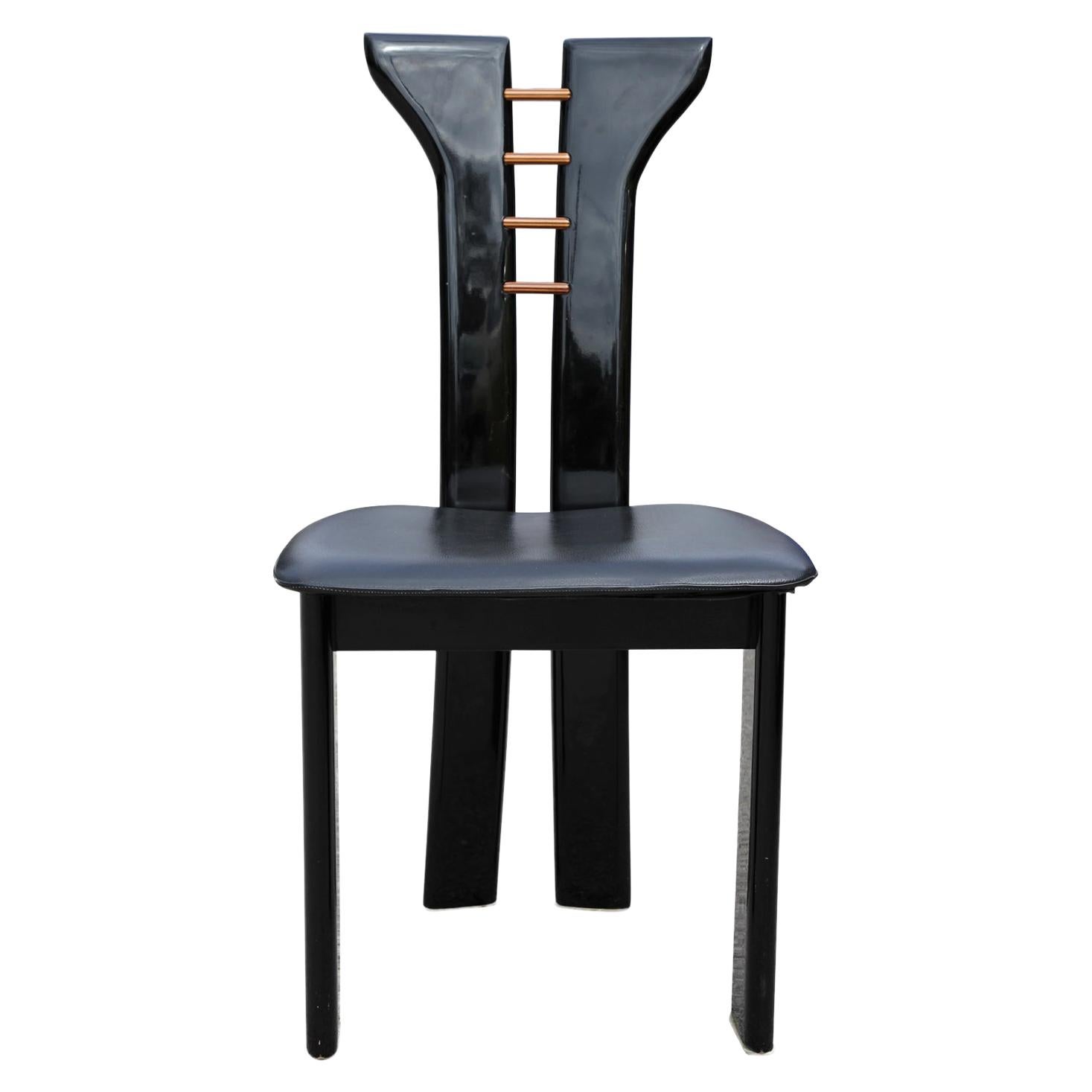 Set of 10 Italian Gloss Black Modern Dining Chairs Roche Bobois Pierre Cardin