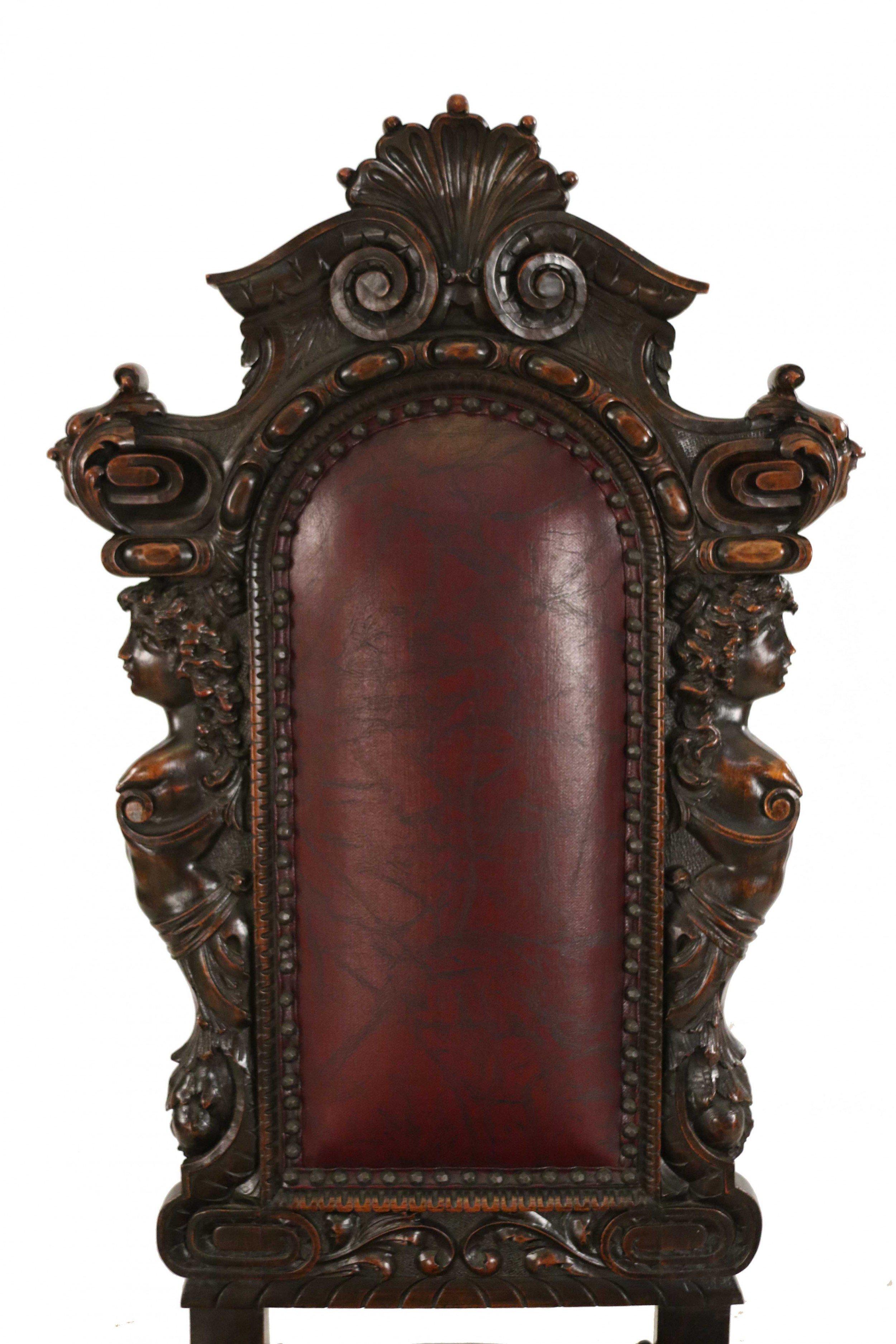 Ensemble de 10 pièces en noyer et cuir italien  Chaises d'appoint de salle à manger à dossier haut en vente 5