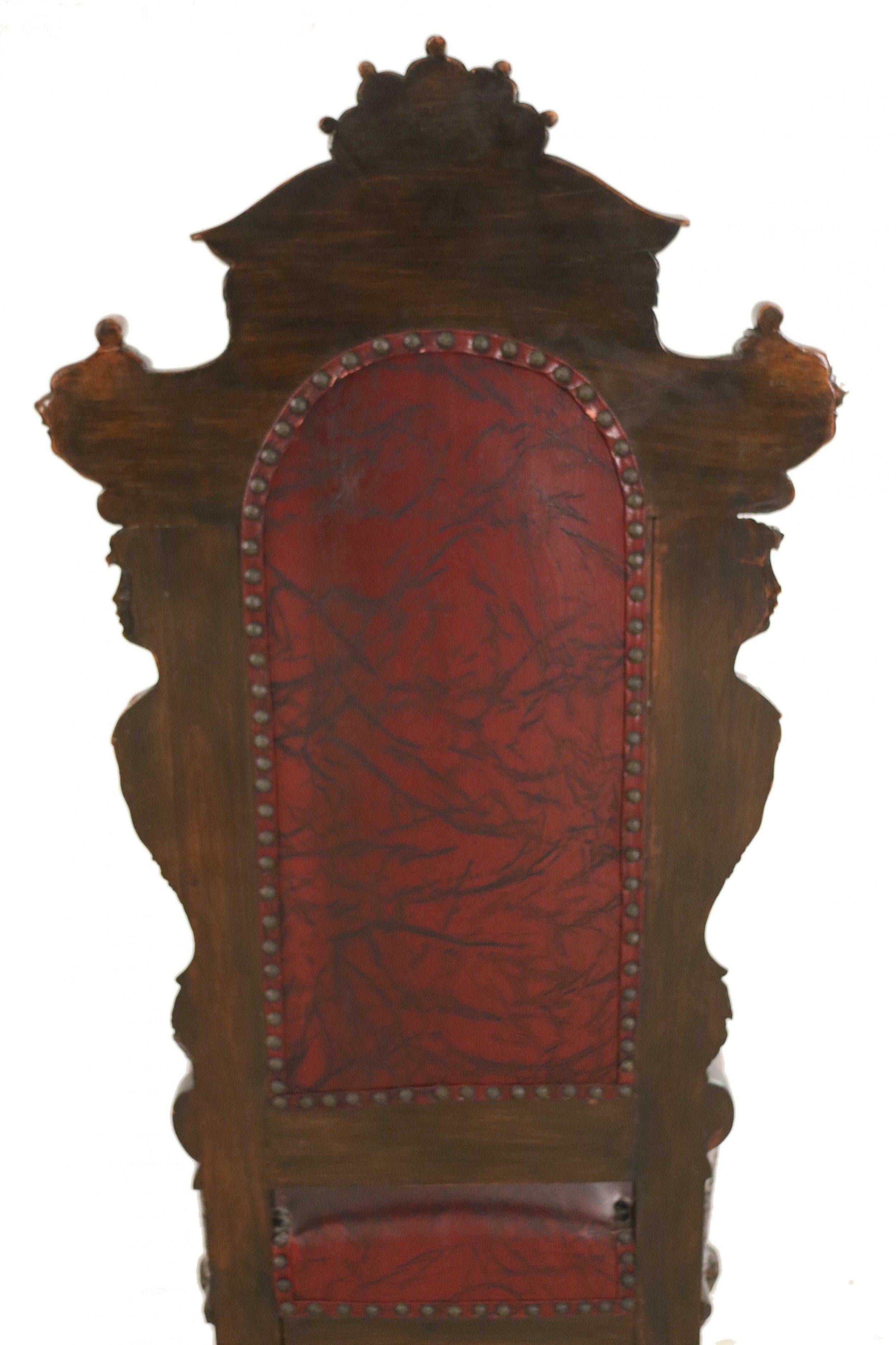 Ensemble de 10 pièces en noyer et cuir italien  Chaises d'appoint de salle à manger à dossier haut en vente 9