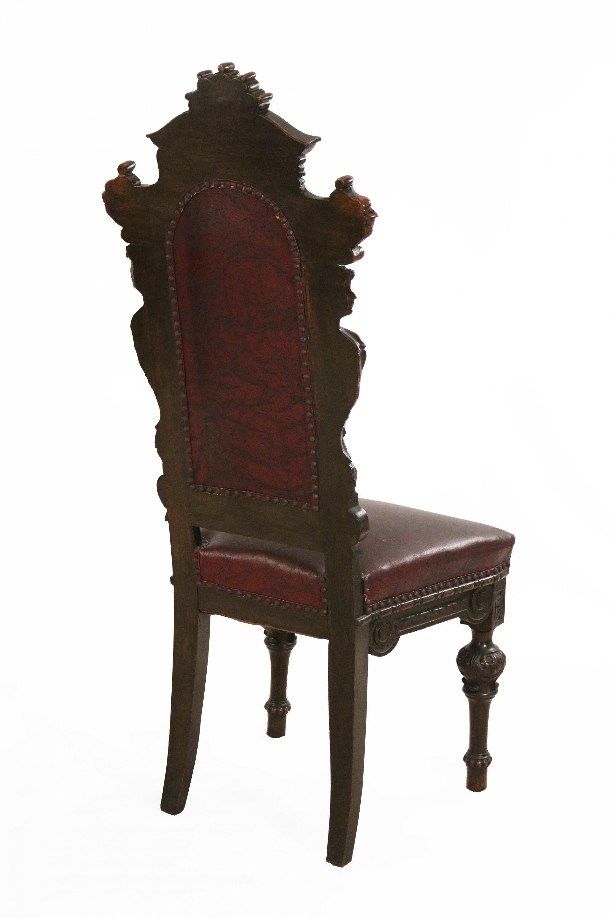 Noyer Ensemble de 10 pièces en noyer et cuir italien  Chaises d'appoint de salle à manger à dossier haut en vente