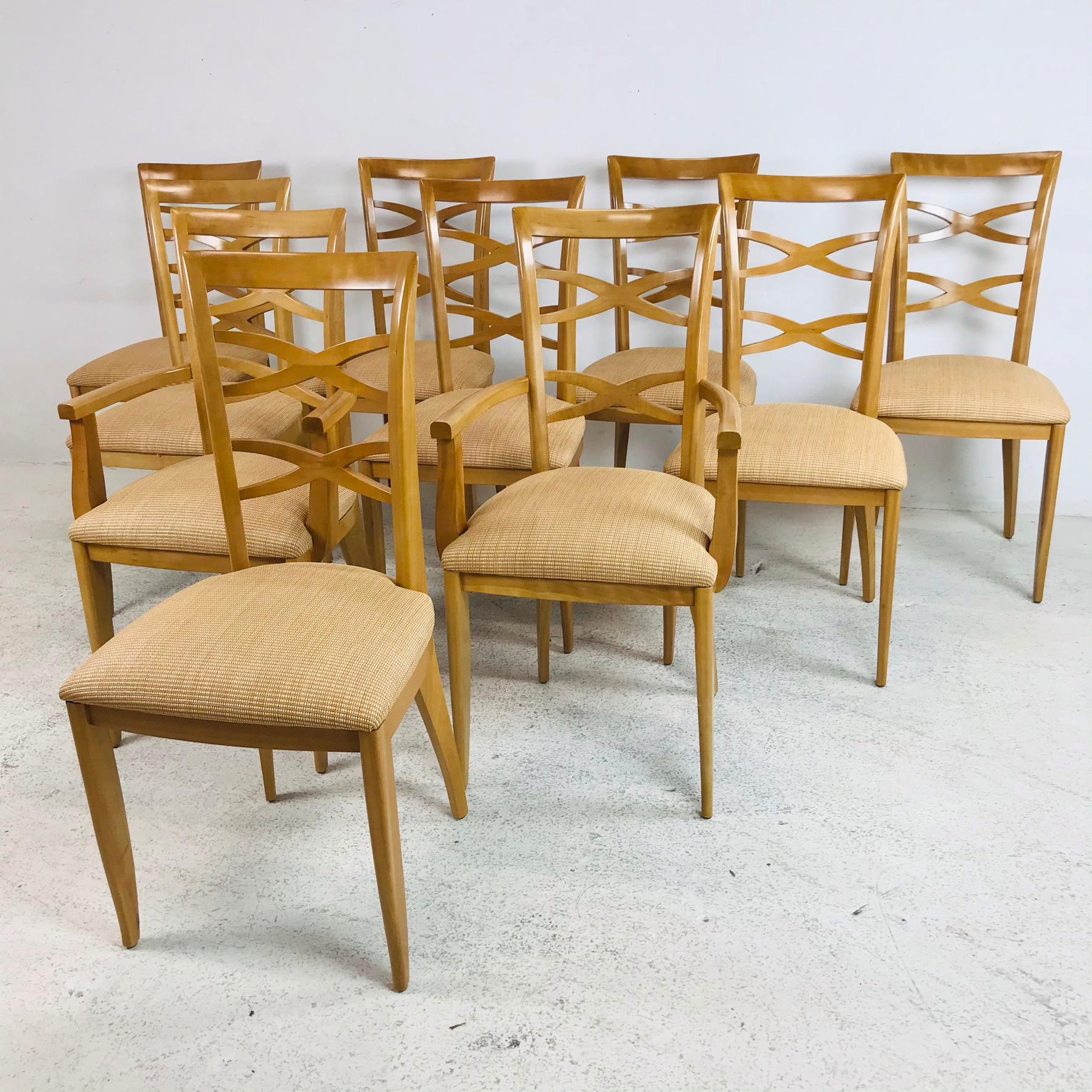 French Provincial Set of 10 Custom Dining Chairs in the Style of Jan Showers