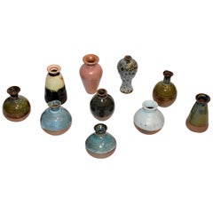 Set of 10 Japanese Wabi Sabi 4" Miniature Vases