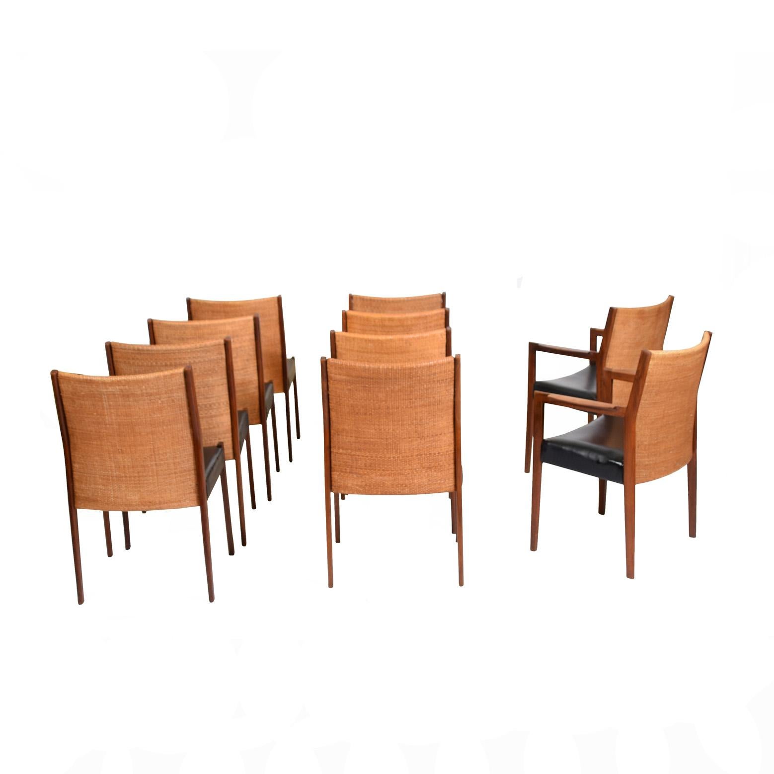 Modern Set of 10 Jens Risom Dining Chairs for Risom Design 1960's
