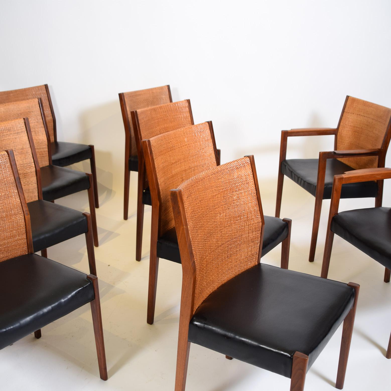 American Set of 10 Jens Risom Dining Chairs for Risom Design 1960's