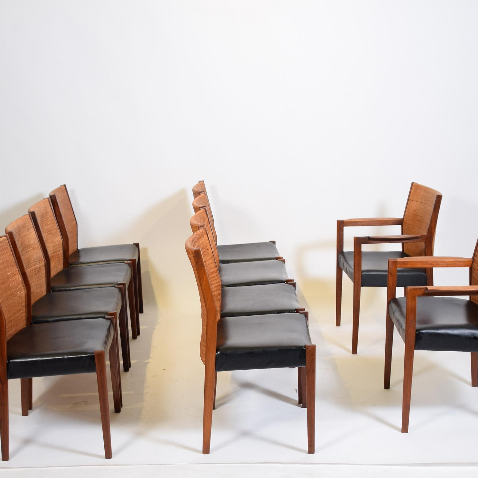 Set of 10 Jens Risom Dining Chairs for Risom Design 1960's In Good Condition In Hudson, NY