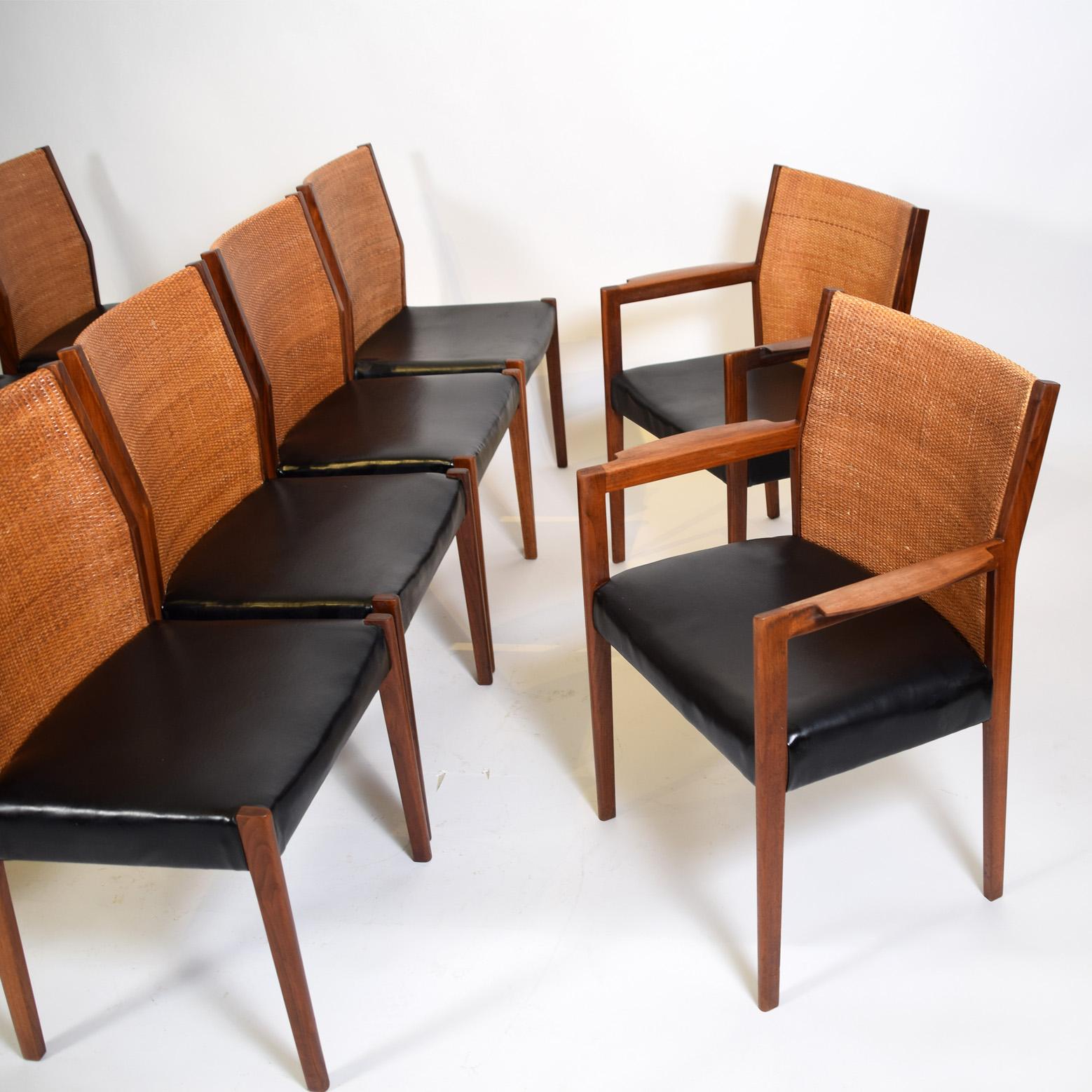 Walnut Set of 10 Jens Risom Dining Chairs for Risom Design 1960's