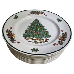 Vintage Set of 10 Johnson Bro's "Victorian Christmas" Dinner Plates Christmas Tree