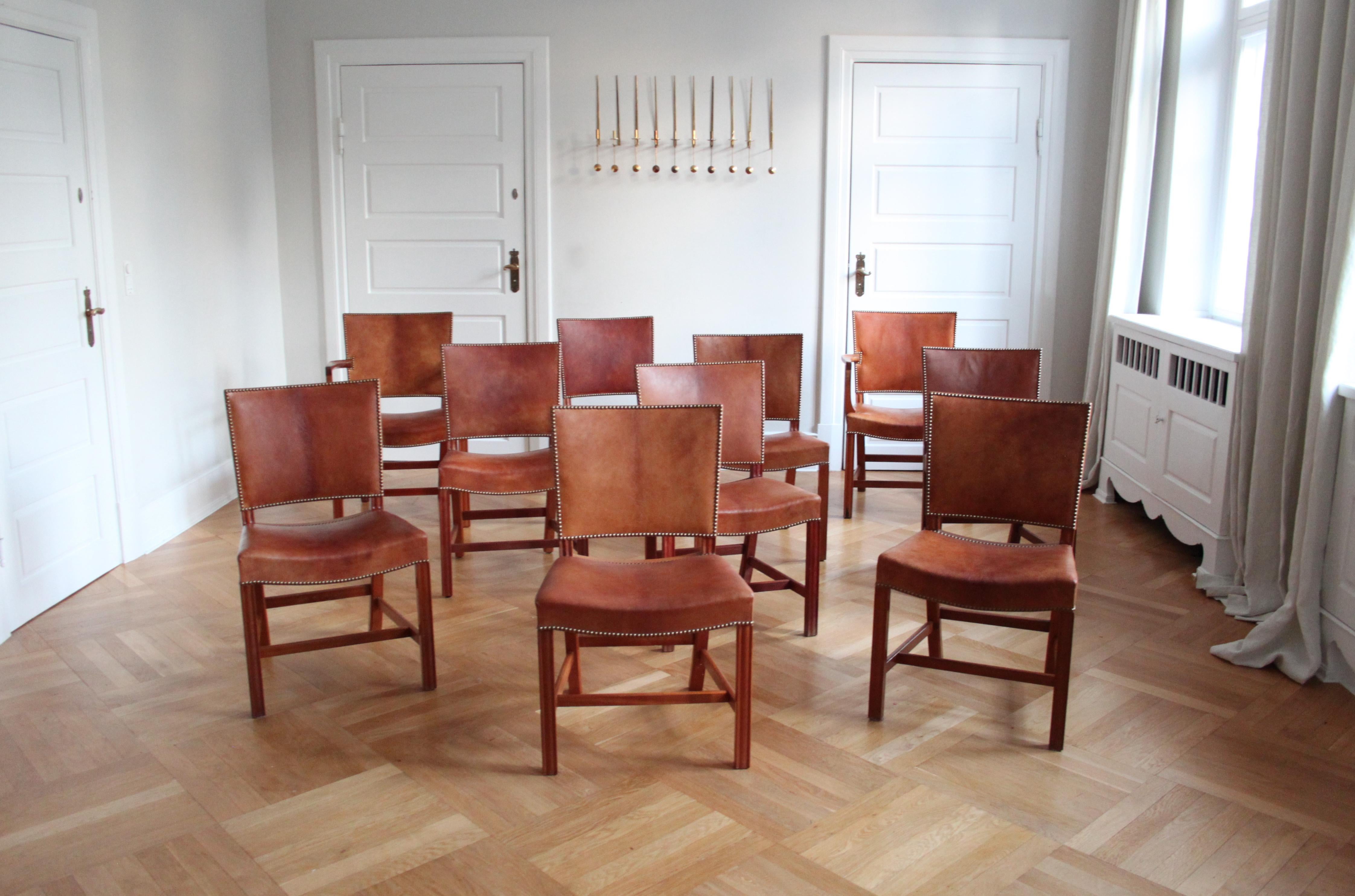 Set of 10 Kaare Klint Red Chairs, Niger Leather, Mahogany 2