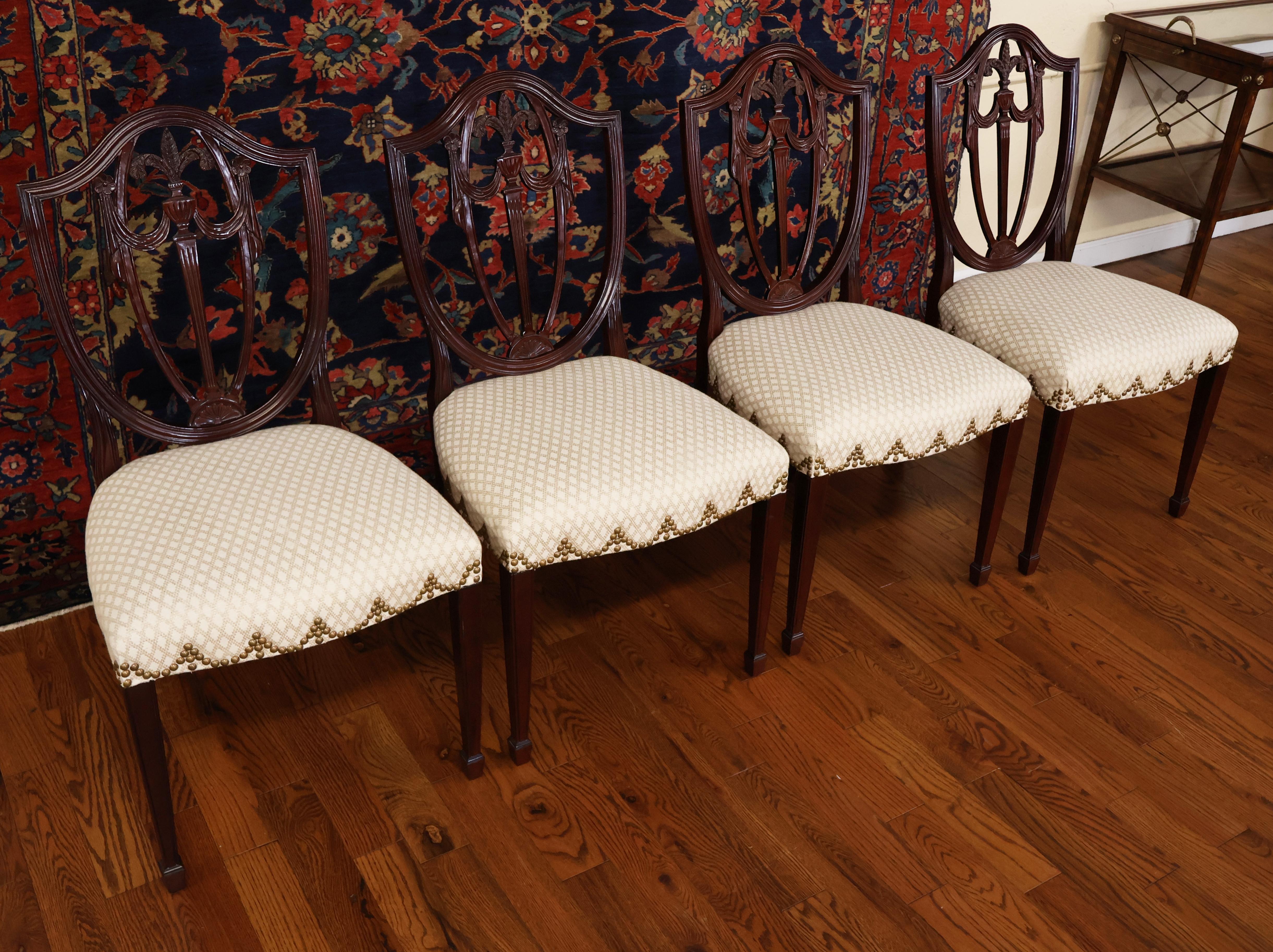 Set of 10 Kindel Federal Style Shield Back Mahogany Dining Chairs  5