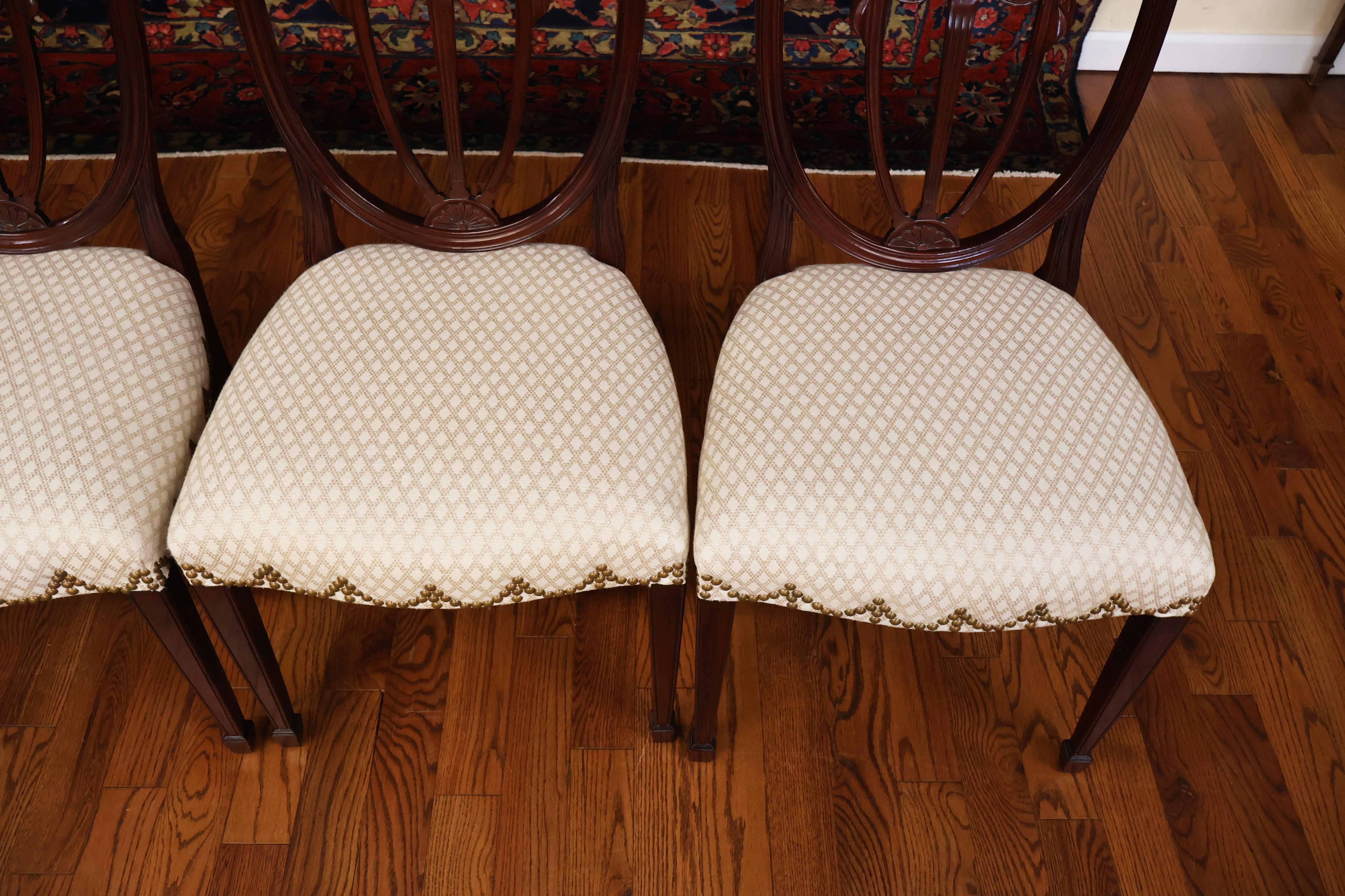 Set of 10 Kindel Federal Style Shield Back Mahogany Dining Chairs  11