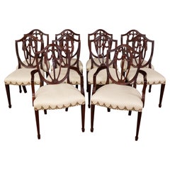 Set of 10 Kindel Federal Style Shield Back Mahogany Dining Chairs