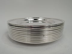 Set of 10 Kirk American Modern Sterling Silver Bread & Butter Plates