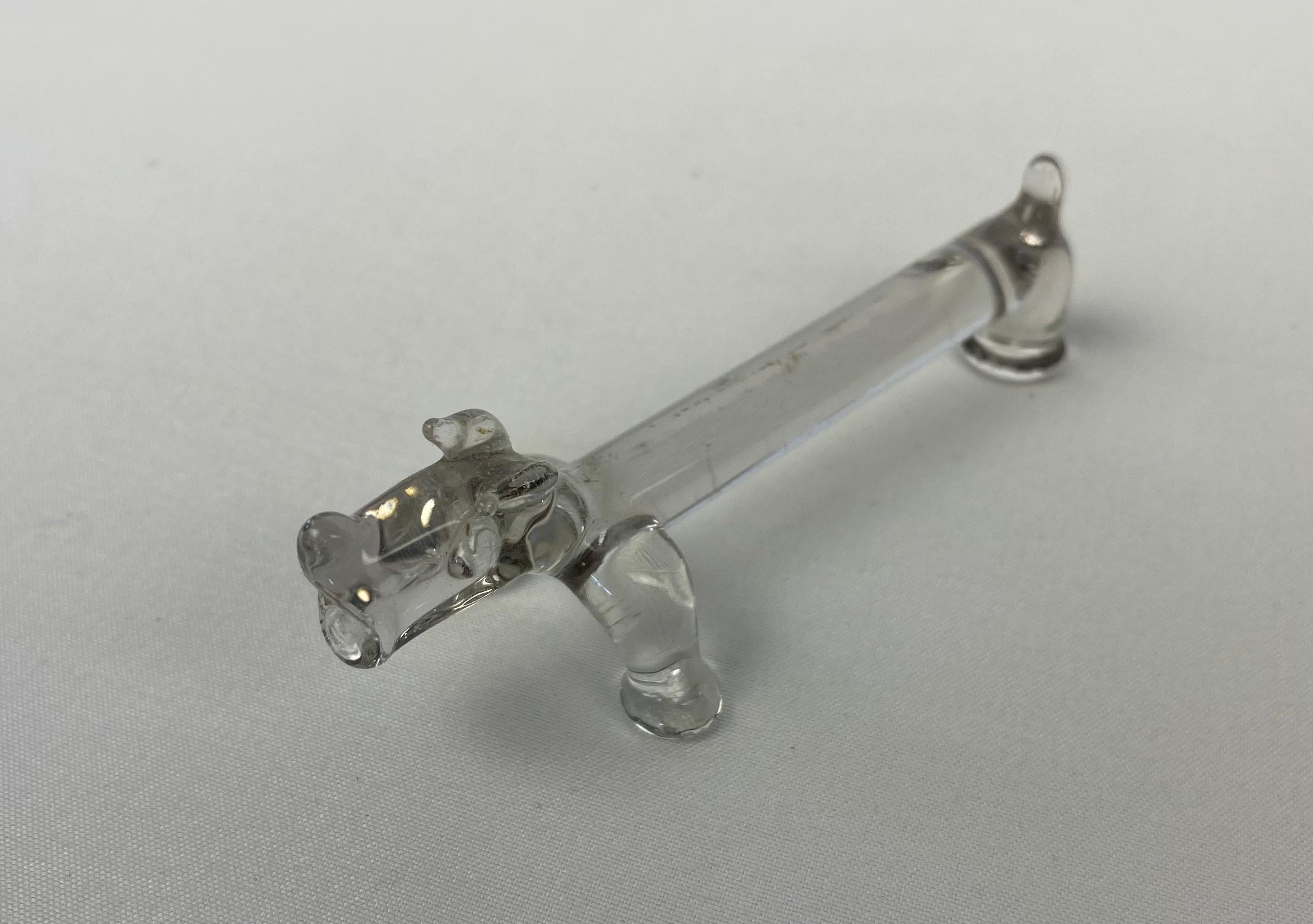 Set of 10 Molded Glass Knife Rests French Basset Hound Shape In Good Condition For Sale In Miami, FL