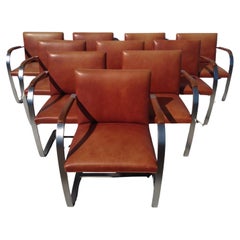 Lote de 6 Sillones Knoll Mies Van Der Rohe Brno Flat Bar Cromo Cepillado