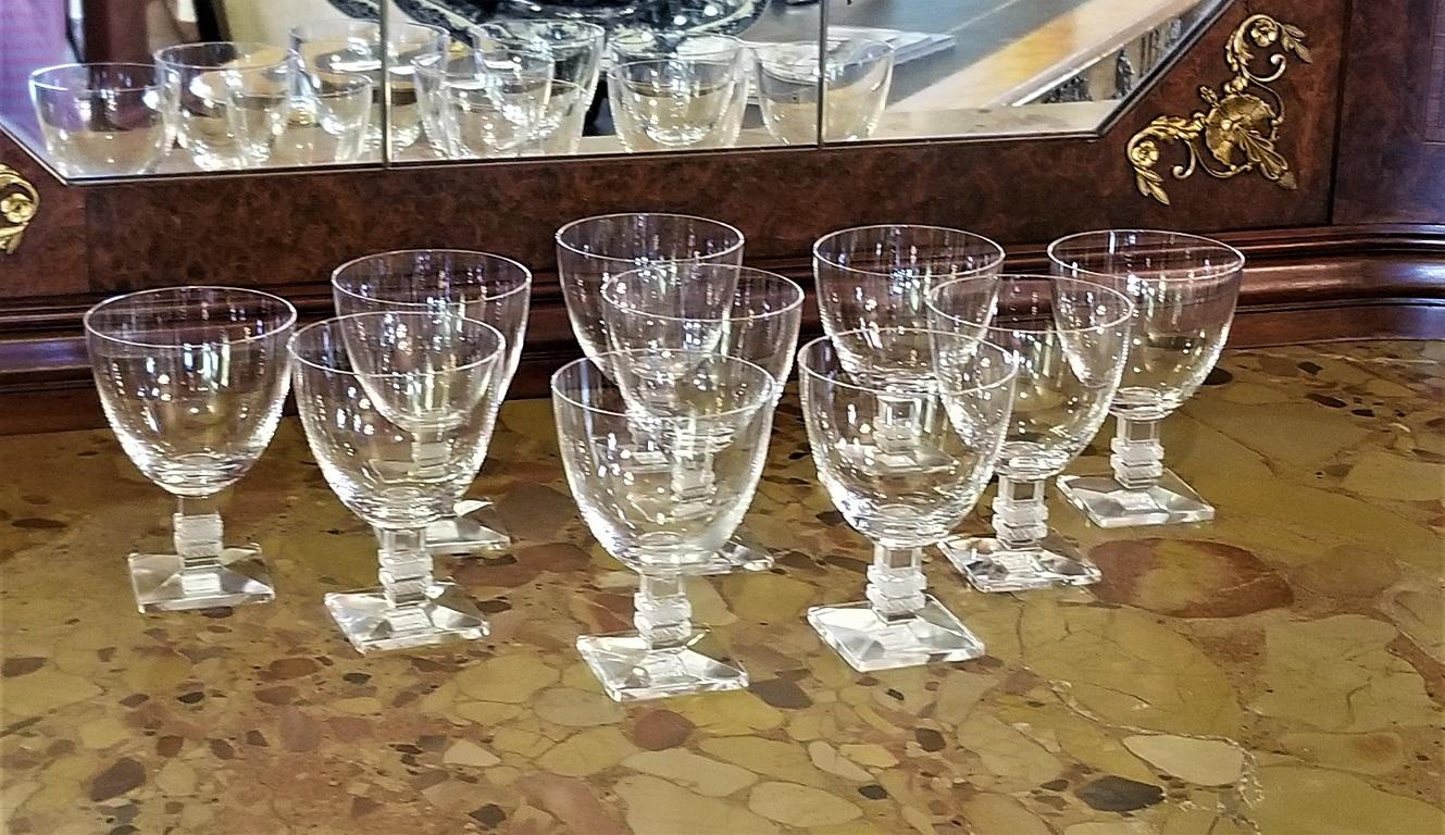 Hand-Crafted Set of 10 Lalique Argos Wine Goblets