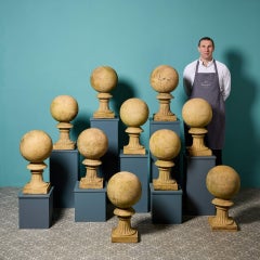 Set of 10 Large Antique Buff Terracotta Ball Finials