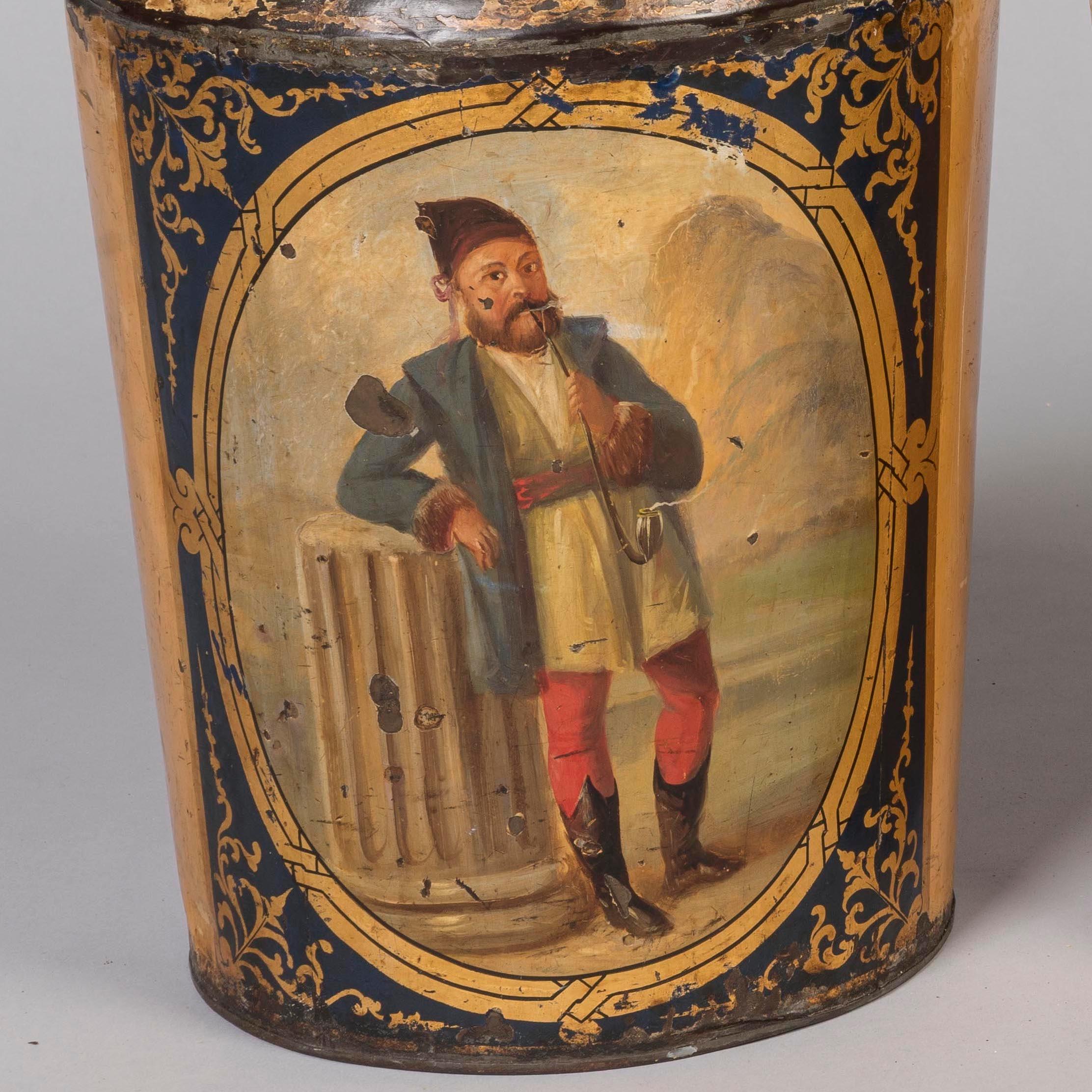 Set von 10 großen handbemalten Tabakdosen aus der Regency-Periode aus Zinn im Angebot 4