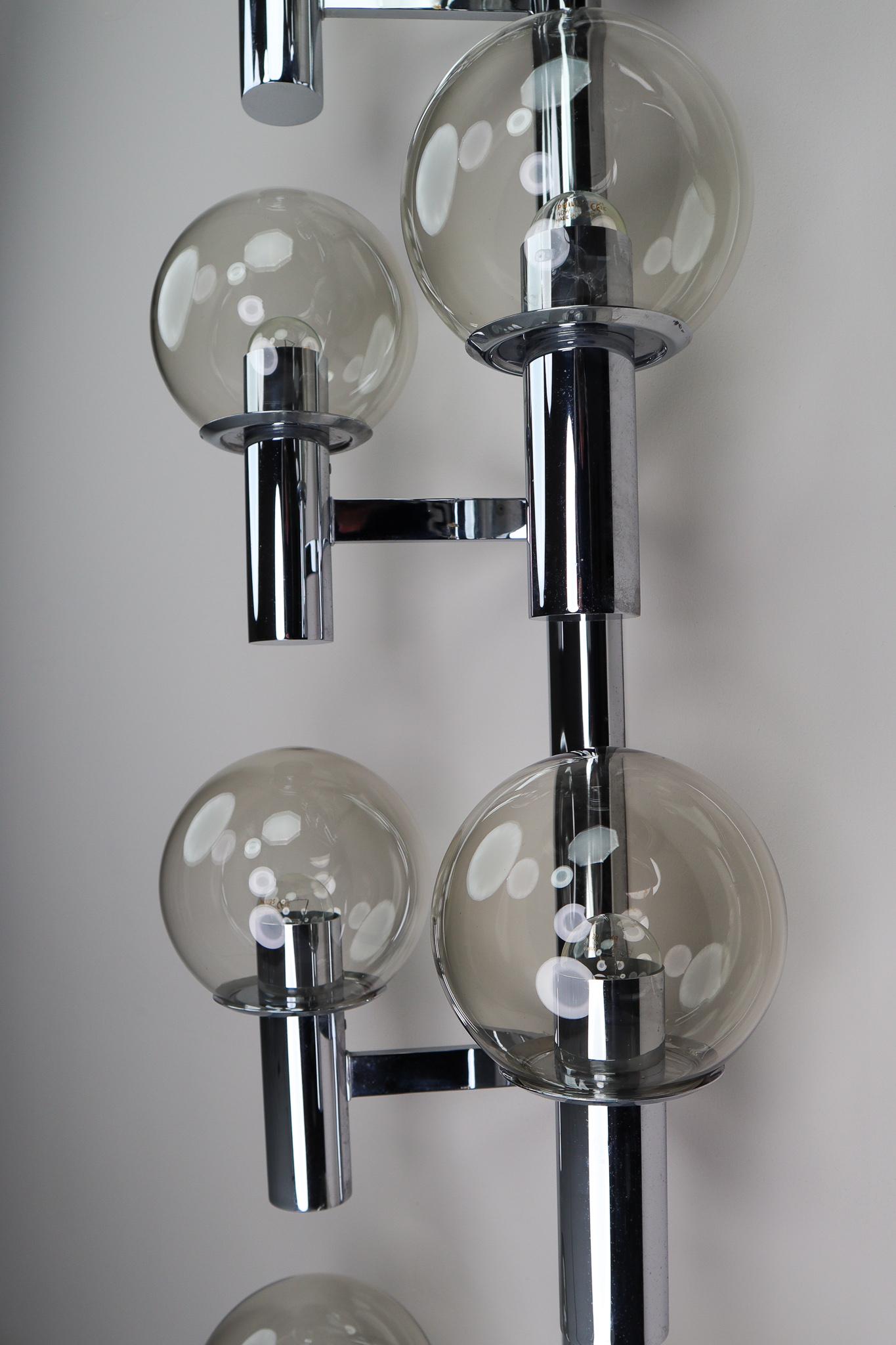 Late 20th Century Set of 10 Large Mid-Century Modern Chrome Wall Lights / Sculptures, Italy, 1970s