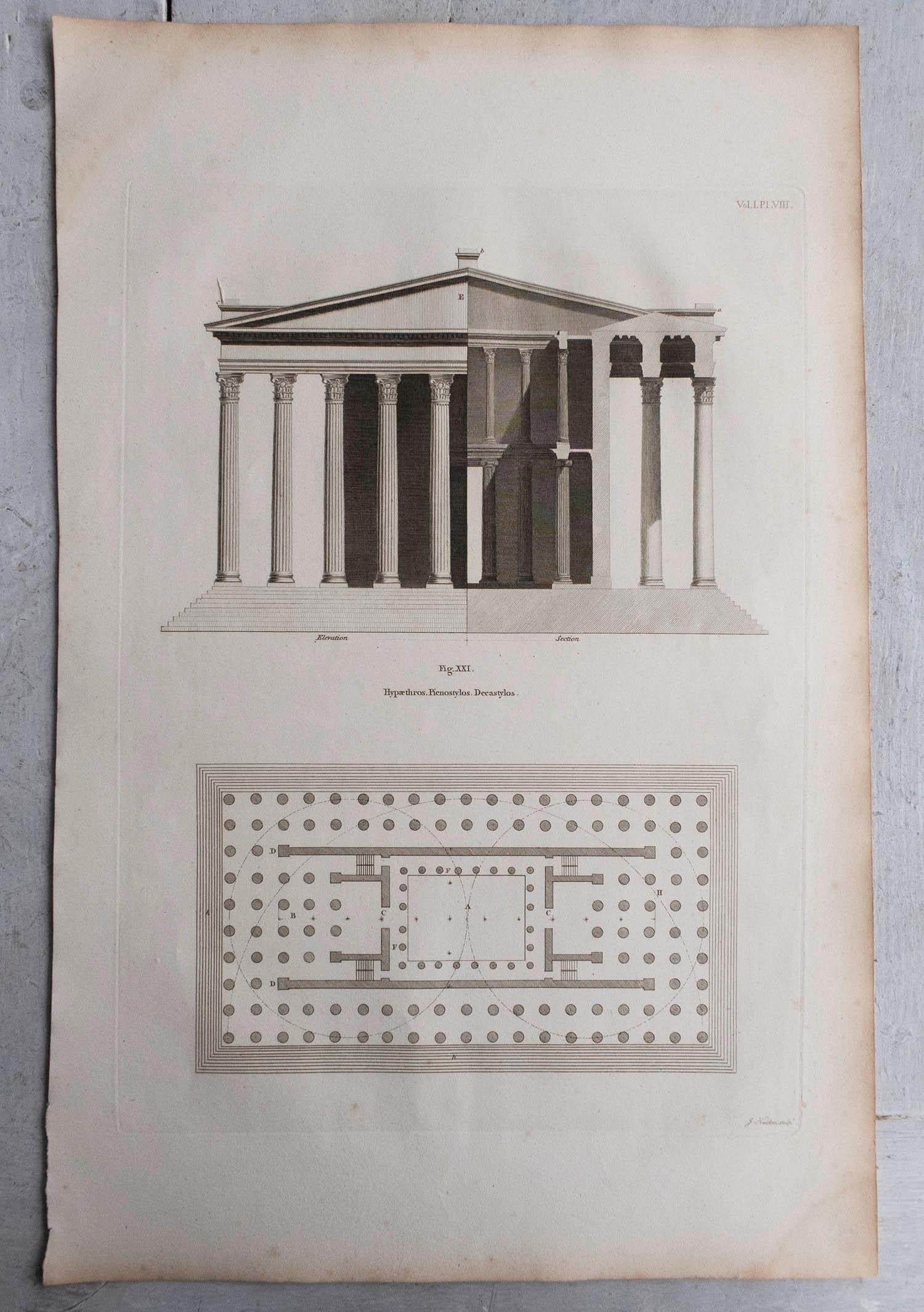 Wonderful set of 10 architectural prints.

Copper-plate engravings by J.Newton after designs by Vetruvius

Published C.1790

Unframed and not matted.




