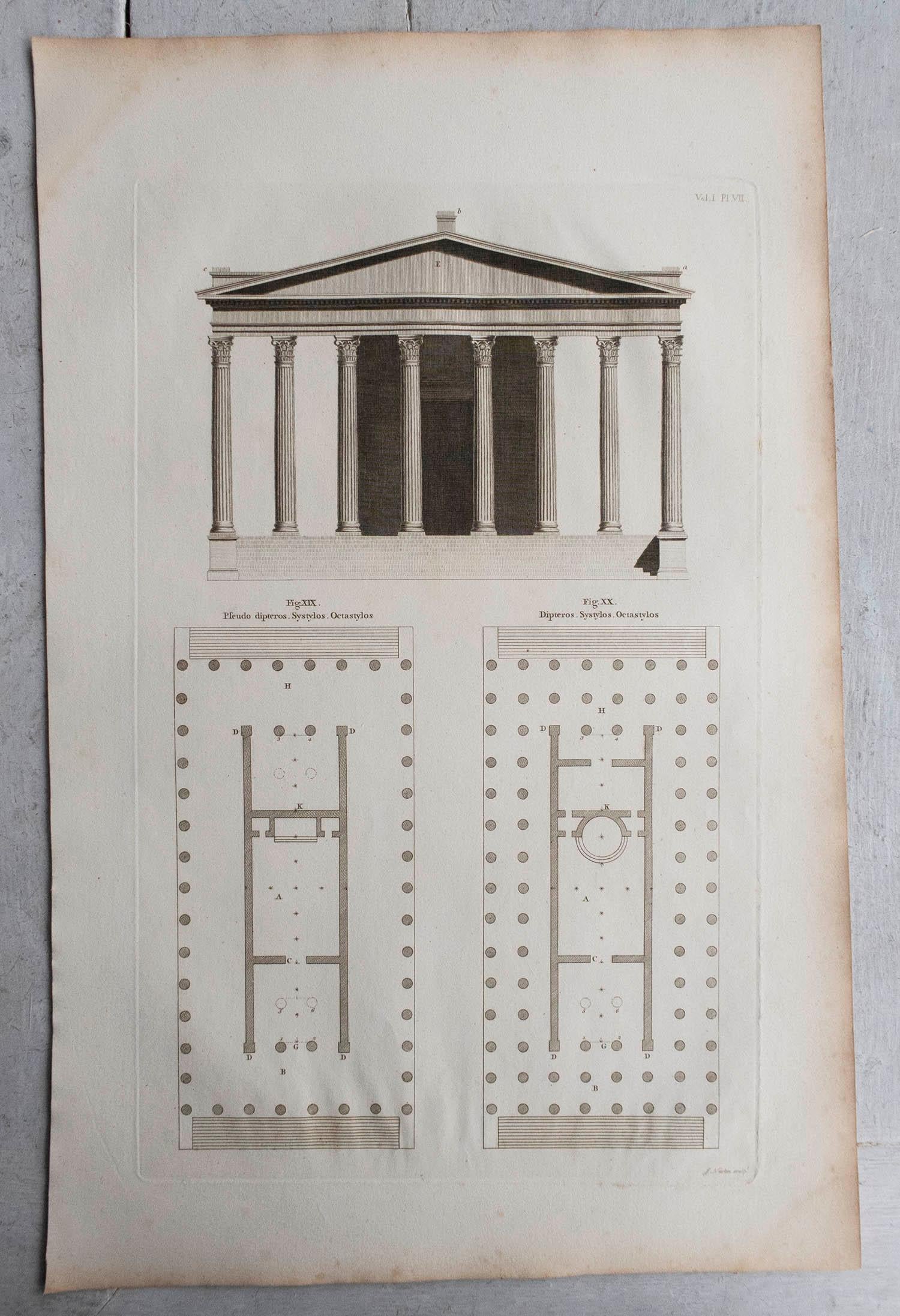 Classical Roman Set of 10 Large Scale Original Antique Classical Architectural Prints, C. 1790 For Sale