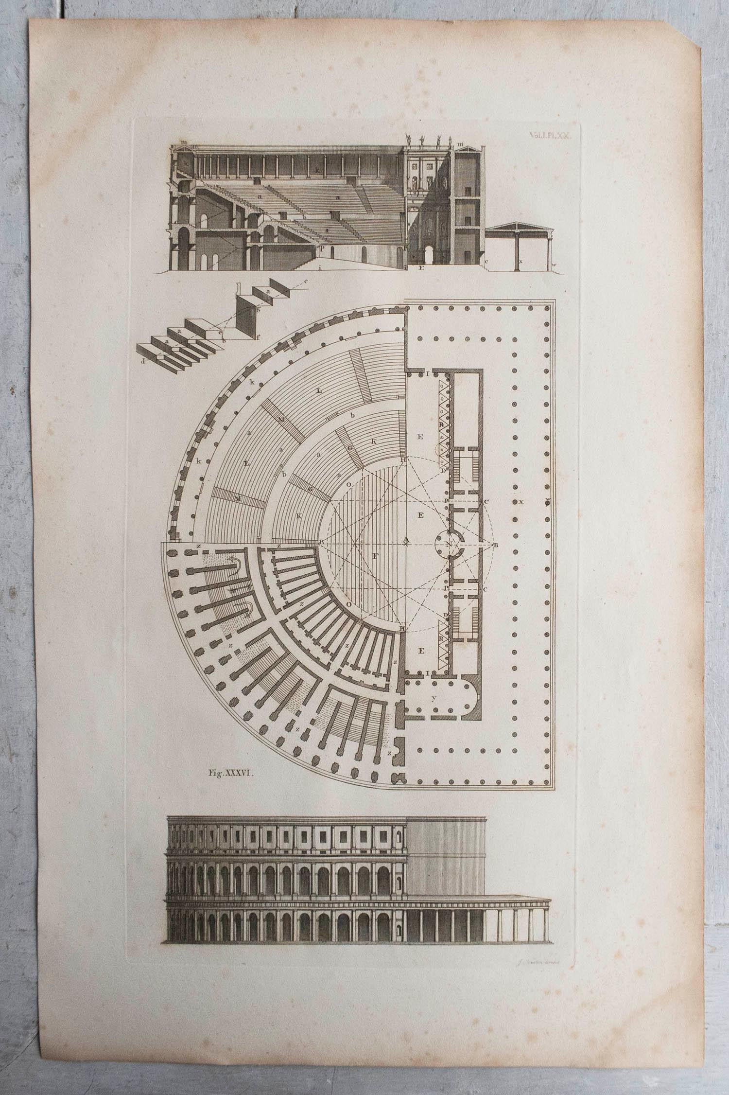 Paper Set of 10 Large Scale Original Antique Classical Architectural Prints, C. 1790 For Sale
