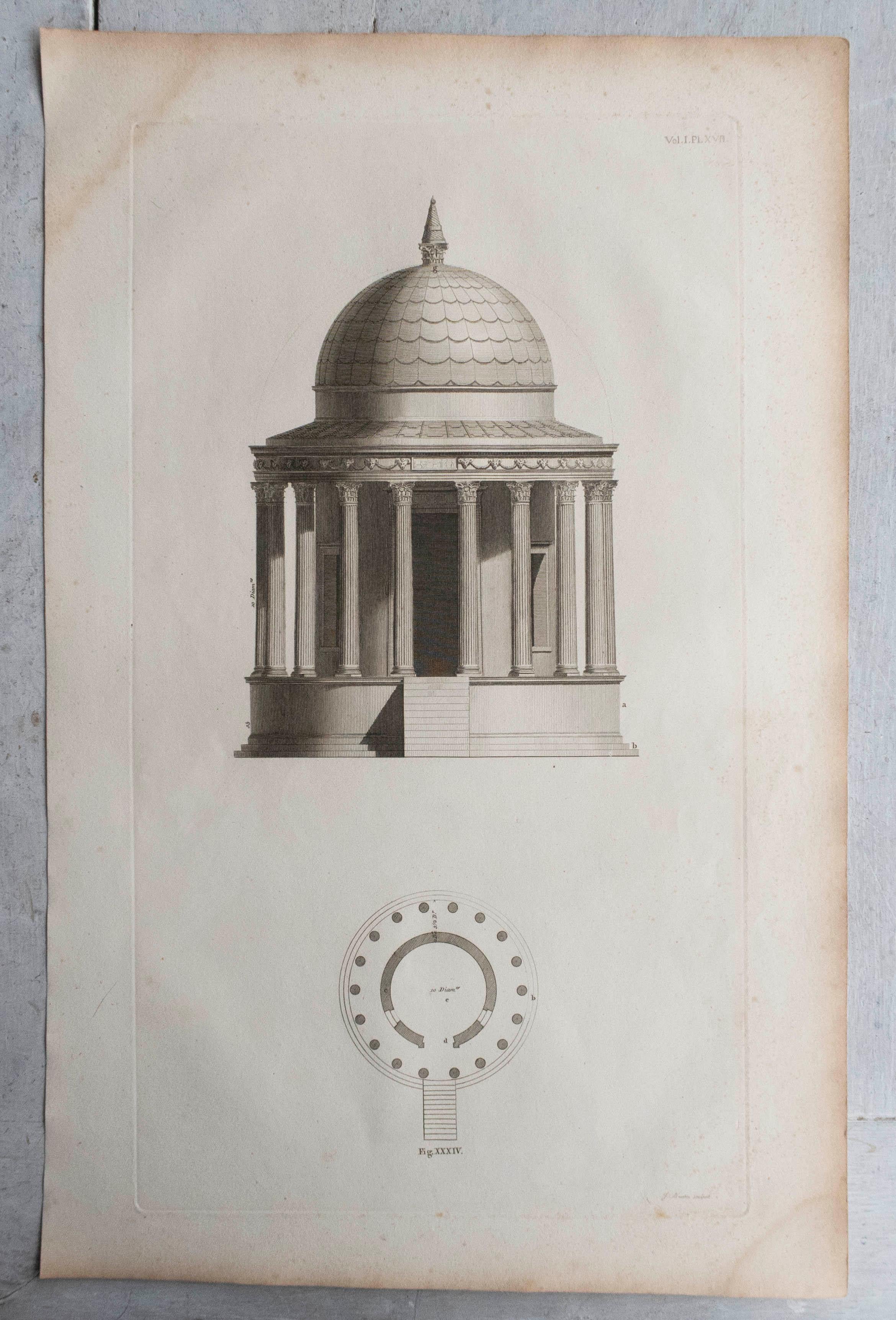 Set von 10 großformatigen originalen antiken klassischen architektonischen Drucken im klassischen Stil, um 1790 im Angebot 1