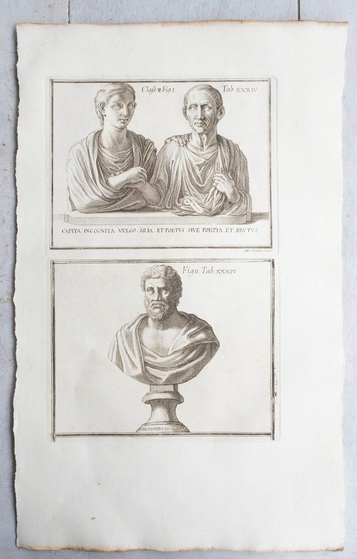 Plaster Set of 10 Large Scale Original Antique Grand Tour Prints. Rome, 1776