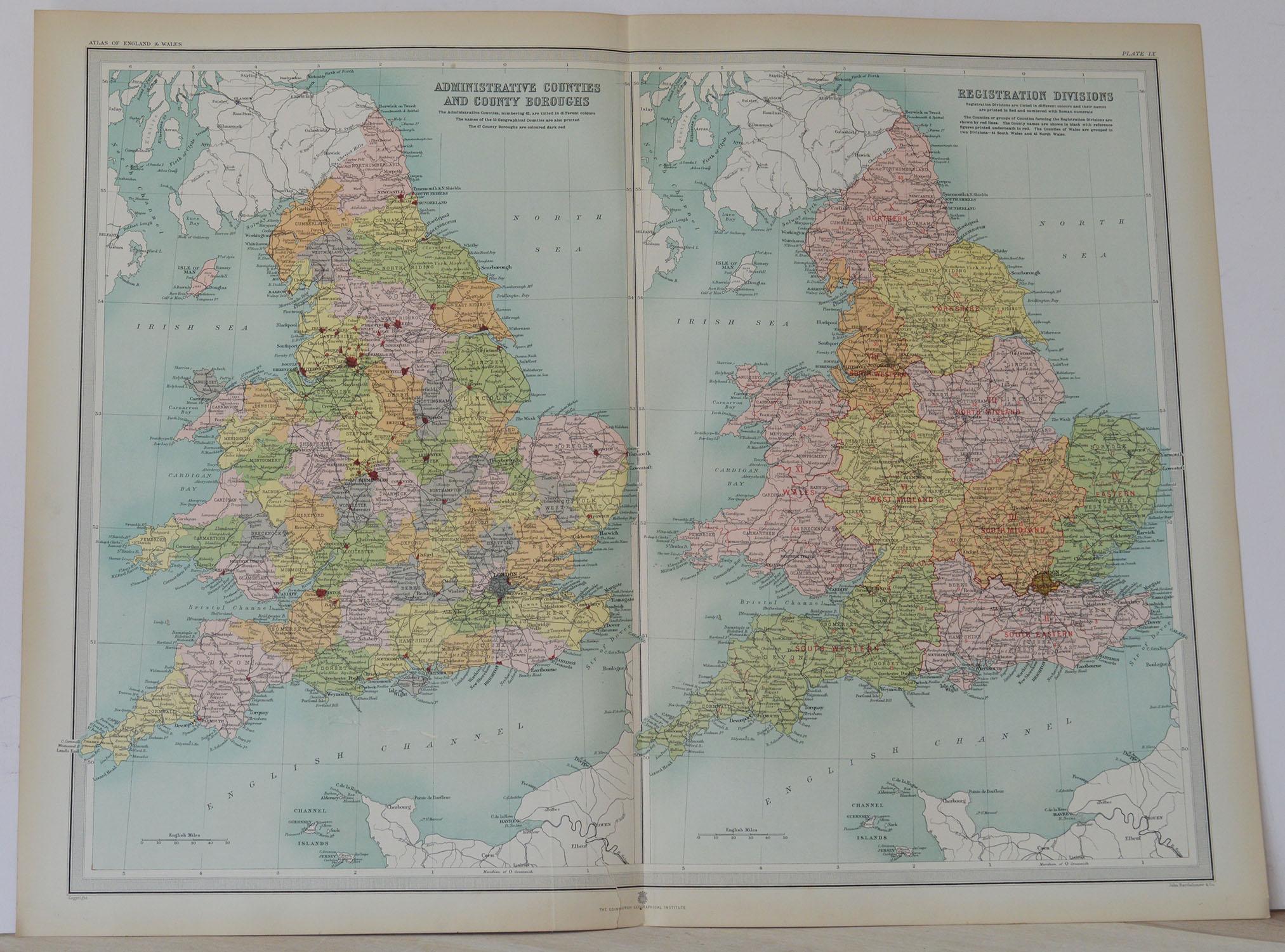 Set of 10 Large Scale Vintage Maps of the United Kingdom, circa 1900 4