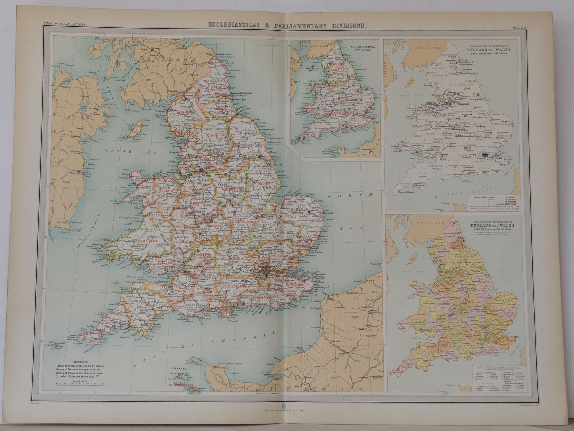 Autre Ensemble de 10 cartes à grande échelle du Royaume-Uni, circa 1900 en vente