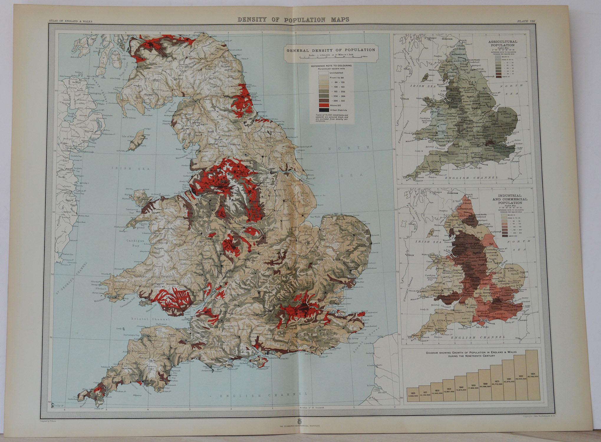 Set of 10 Large Scale Vintage Maps of the United Kingdom, circa 1900 In Good Condition In St Annes, Lancashire