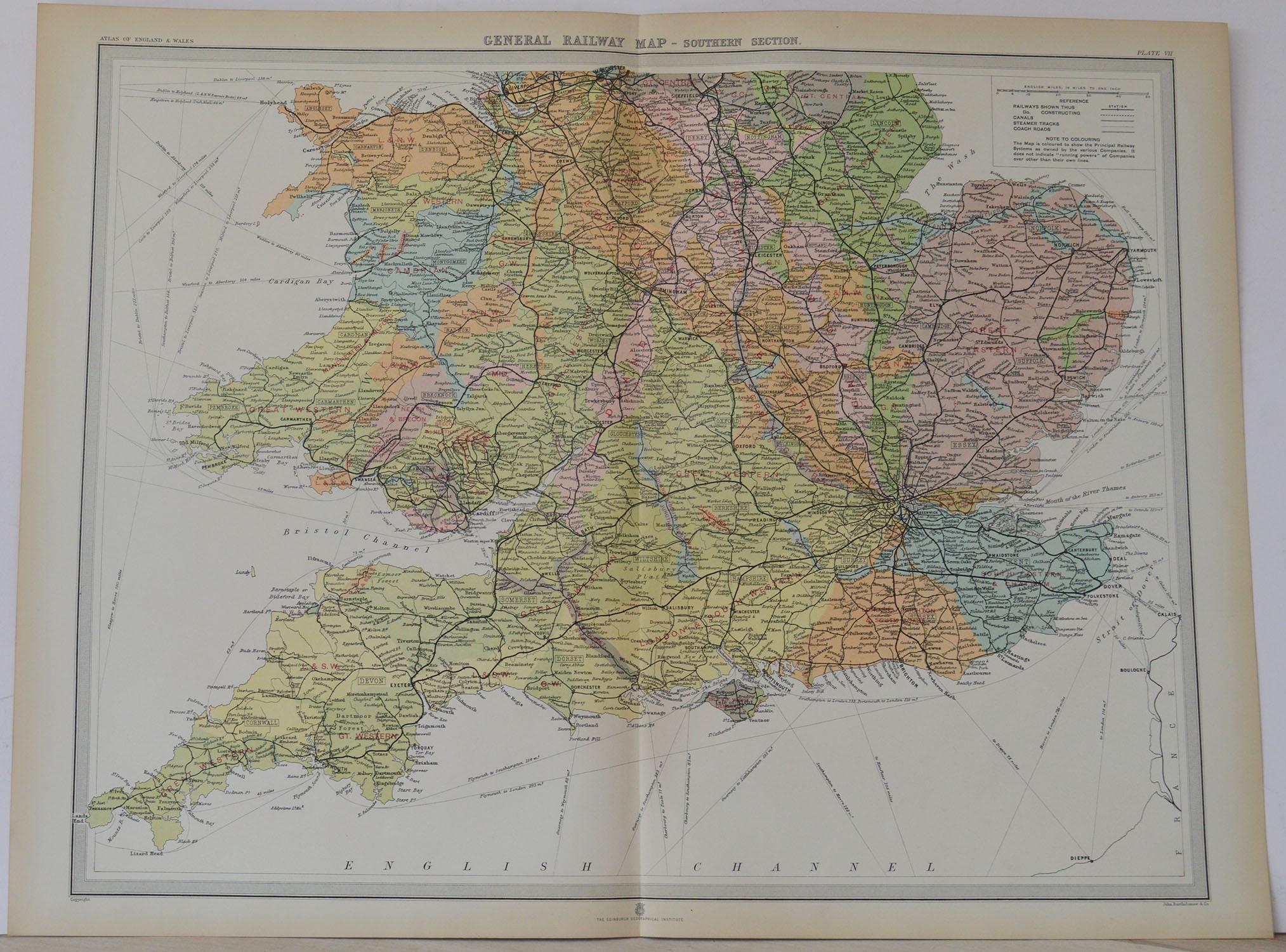 Early 20th Century Set of 10 Large Scale Vintage Maps of the United Kingdom, circa 1900