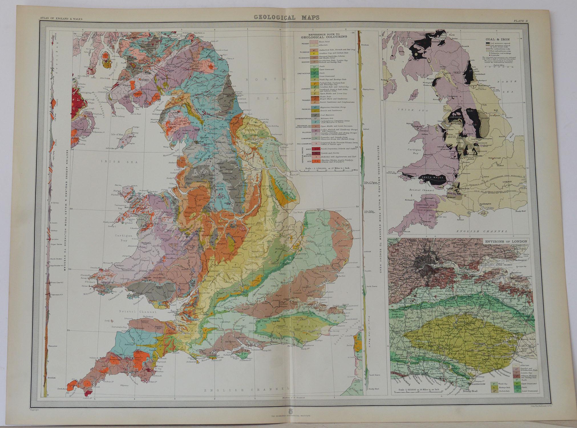 Set of 10 Large Scale Vintage Maps of the United Kingdom, circa 1900 2