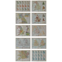 Set of 10 Large Scale Vintage Maps of the United Kingdom, circa 1900