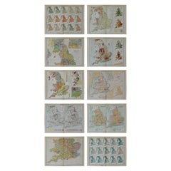 Set of 10 Large Scale Vintage Maps of The United Kingdom, circa 1900