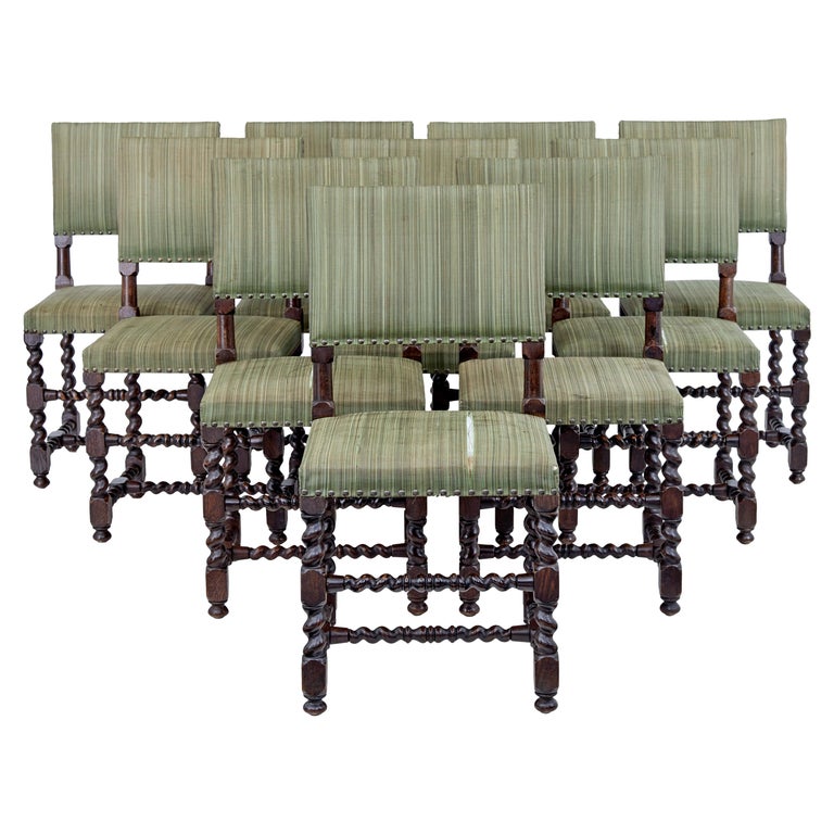 Set of 10 Late 19th Century Carved Oak Dining Chairs at 1stDibs