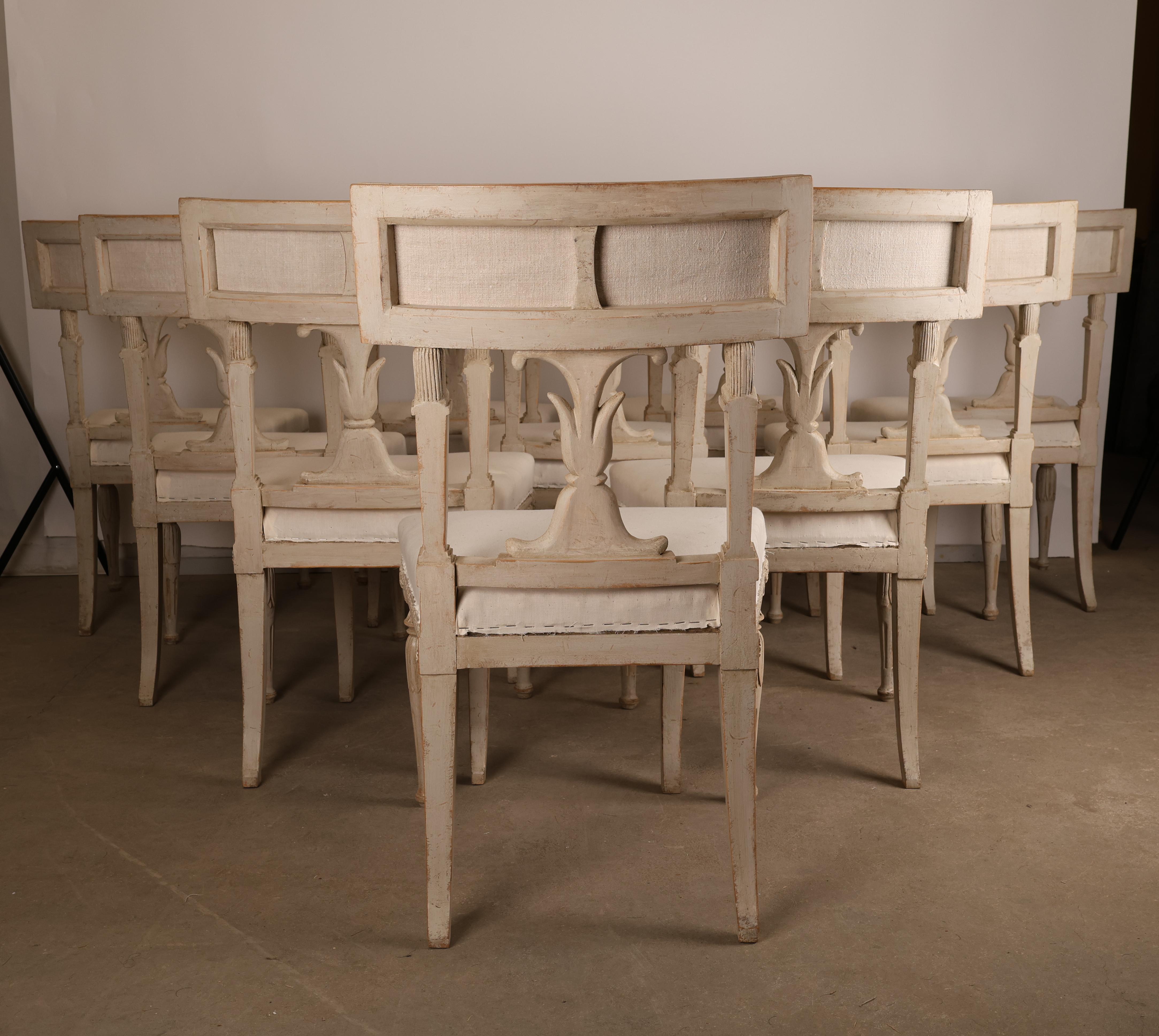 Wood Set of 10 Late Gustavian Chairs attributed to Ephraim Ståhl For Sale