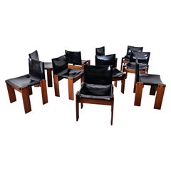 Set of 10 Leather Chair Model "Monk" by Afra and Tobia Scarpa for Molteni, 1973 Set of 10 Leather Chair Model "Monk" by Afra and Tobia Scarpa for Molteni, 1973