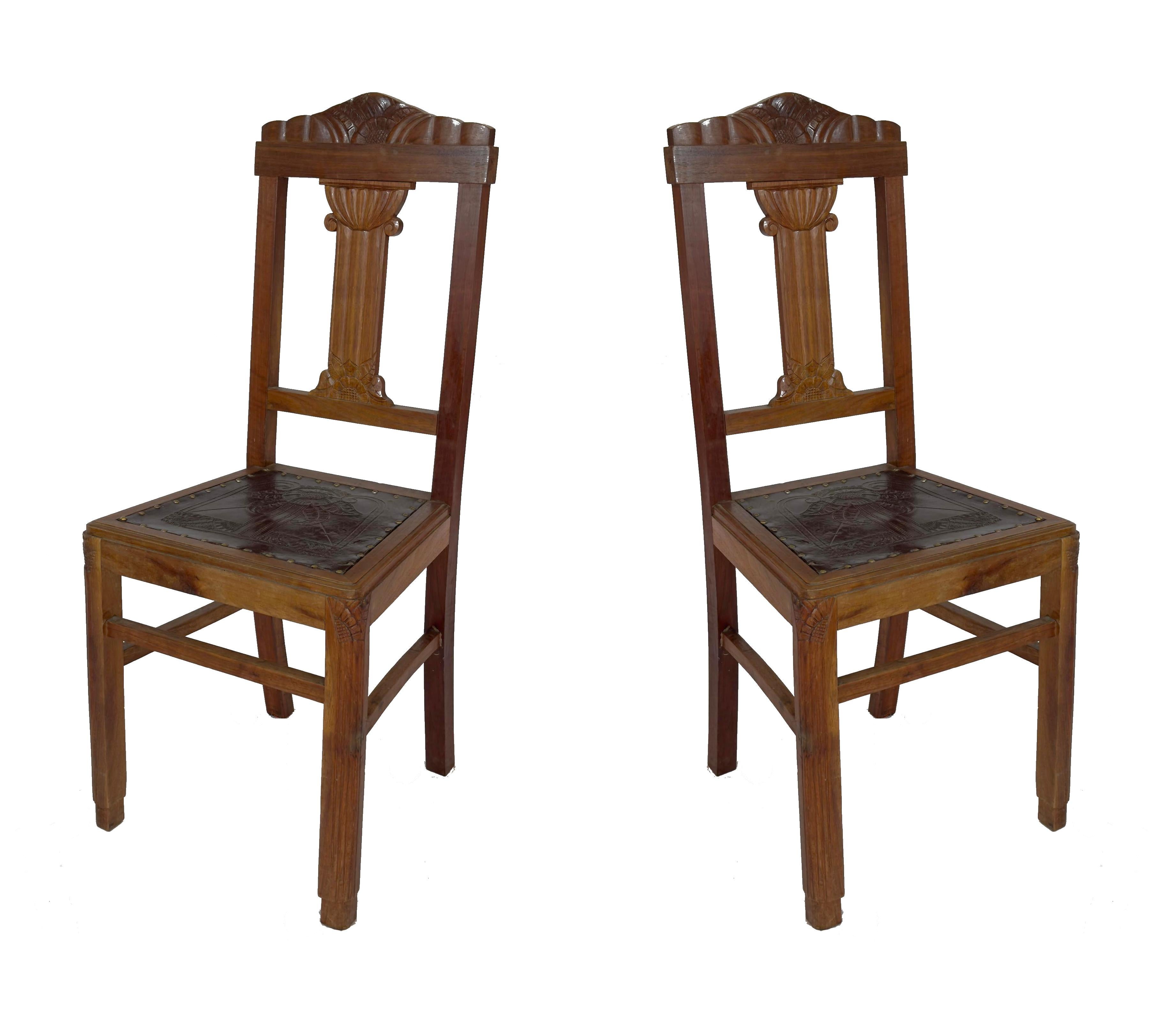 Ensemble de 10 chaises en cuir, Art déco du 20e siècle en vente 7