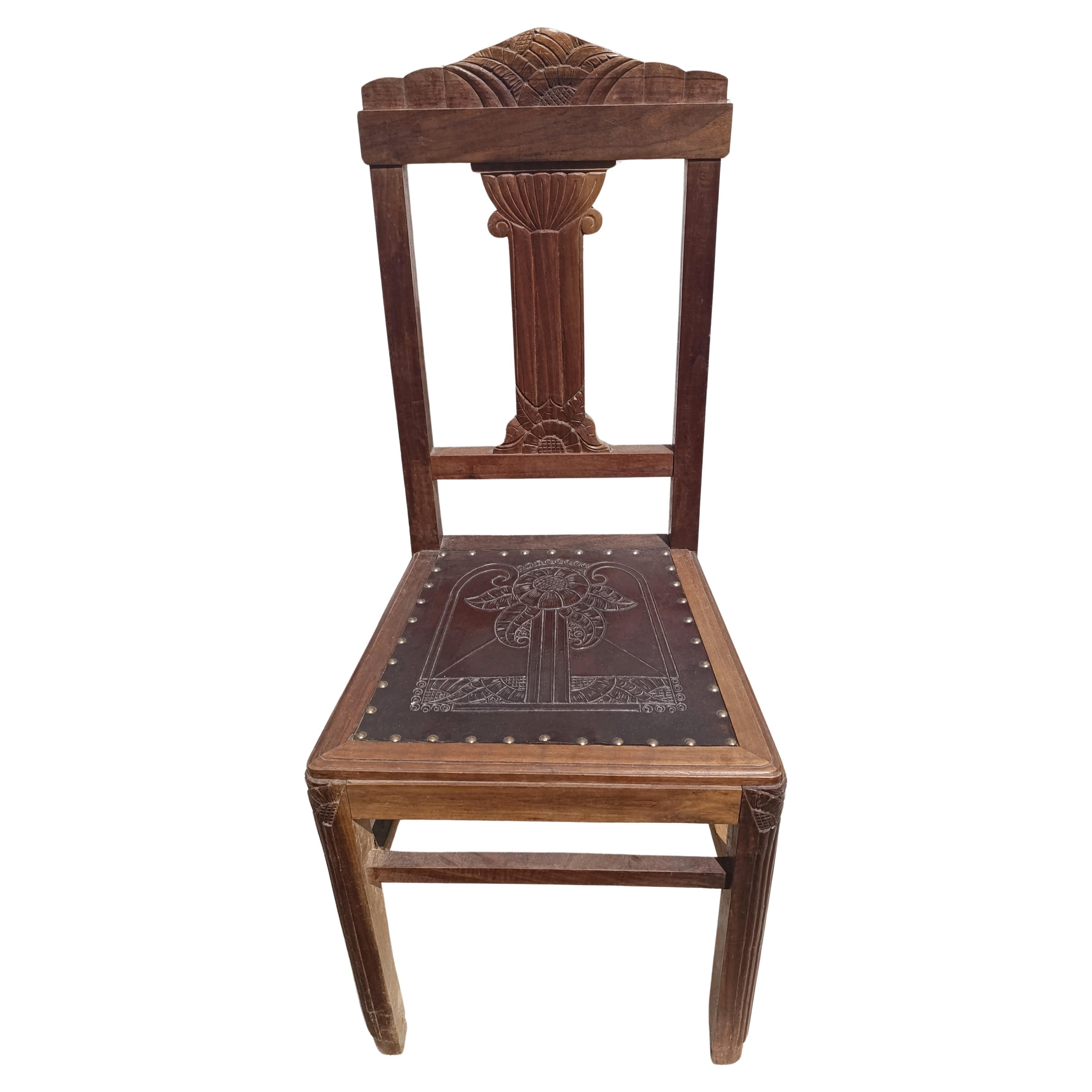 Set of 10 Leather Chairs, 20th Century Art Deco