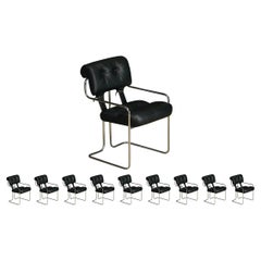 Set of 10 Leather 'Tucroma' Chairs by Guido Faleschini for Mariani 1970s, Signed