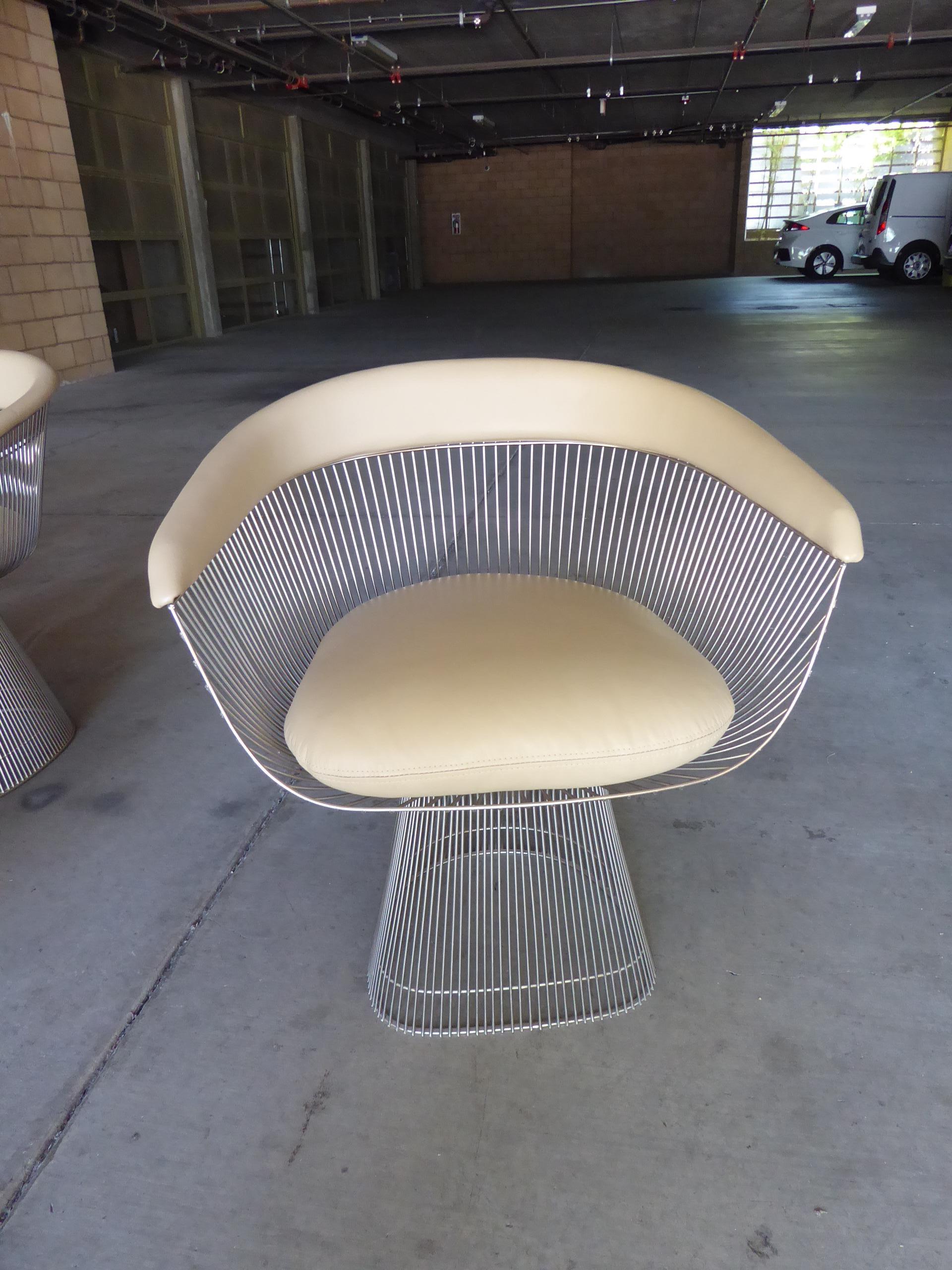 Set of 10 Leather Upholstered Dining Chairs Designed by Warren Platner for Knoll For Sale 2