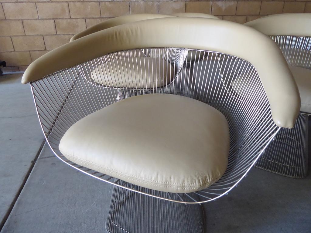 Set of 10 Leather Upholstered Dining Chairs Designed by Warren Platner for Knoll For Sale 8