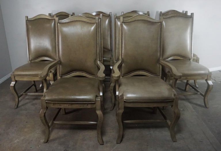 Set of 10 Leather Upholstered French Dining Chairs at 1stDibs