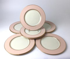 Set of 10 Lenox Caribbee Service Dinner Plates with Pink and Gilt Borders