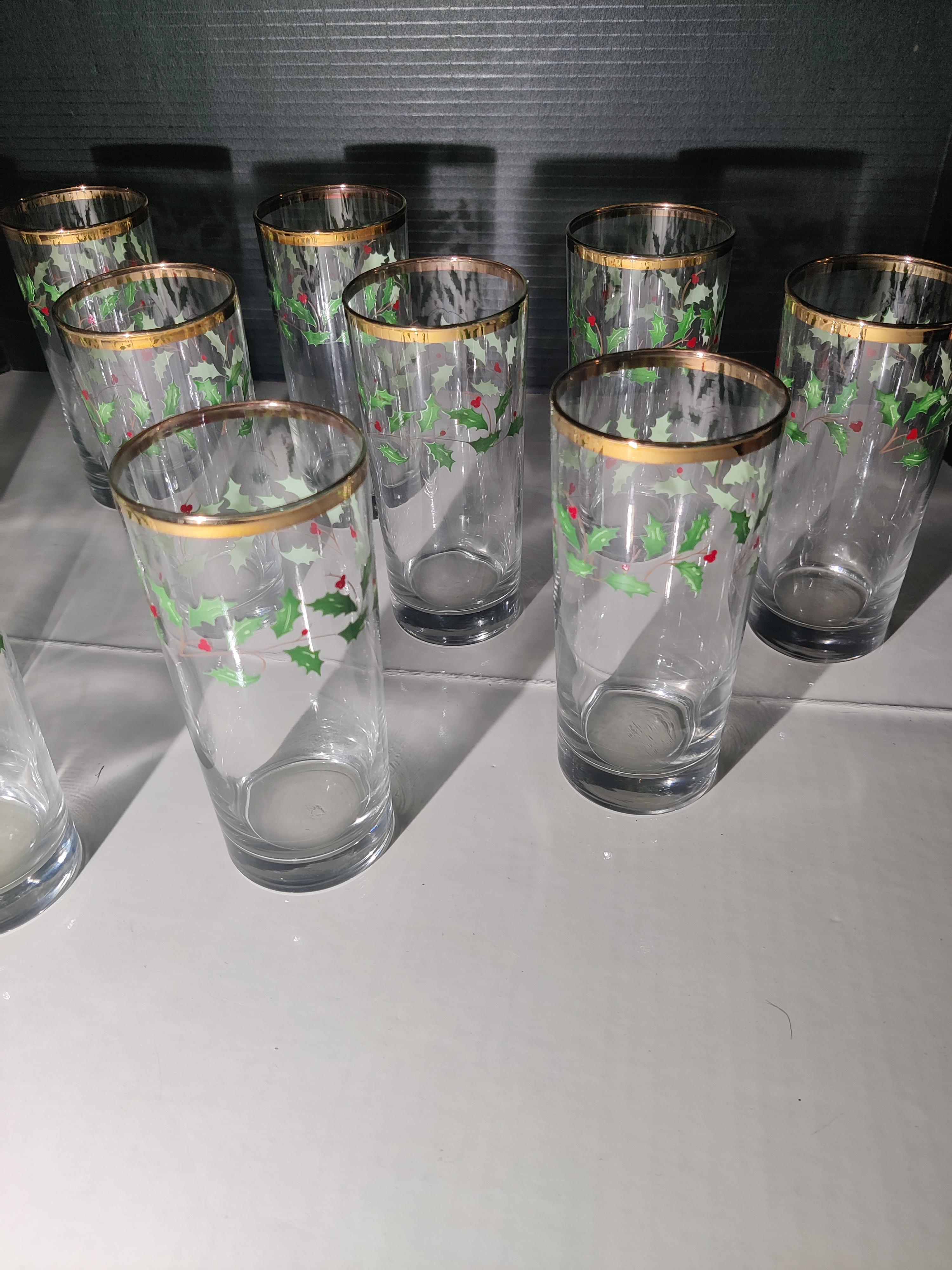 Lot de 10 gobelets de Noël Lenox à bord doré Bon état - En vente à Cincinnati, OH