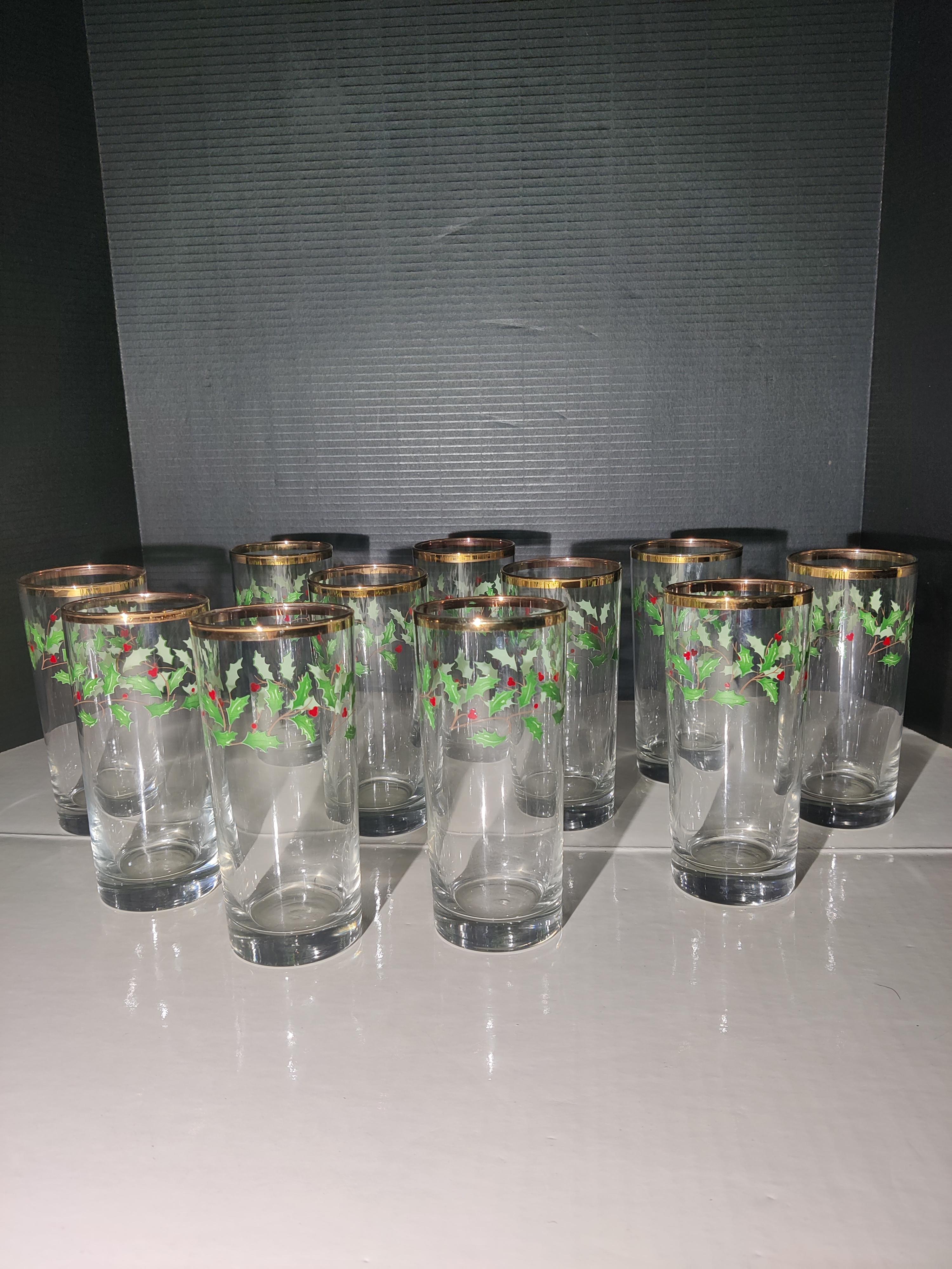 Verre Lot de 10 gobelets de Noël Lenox à bord doré en vente