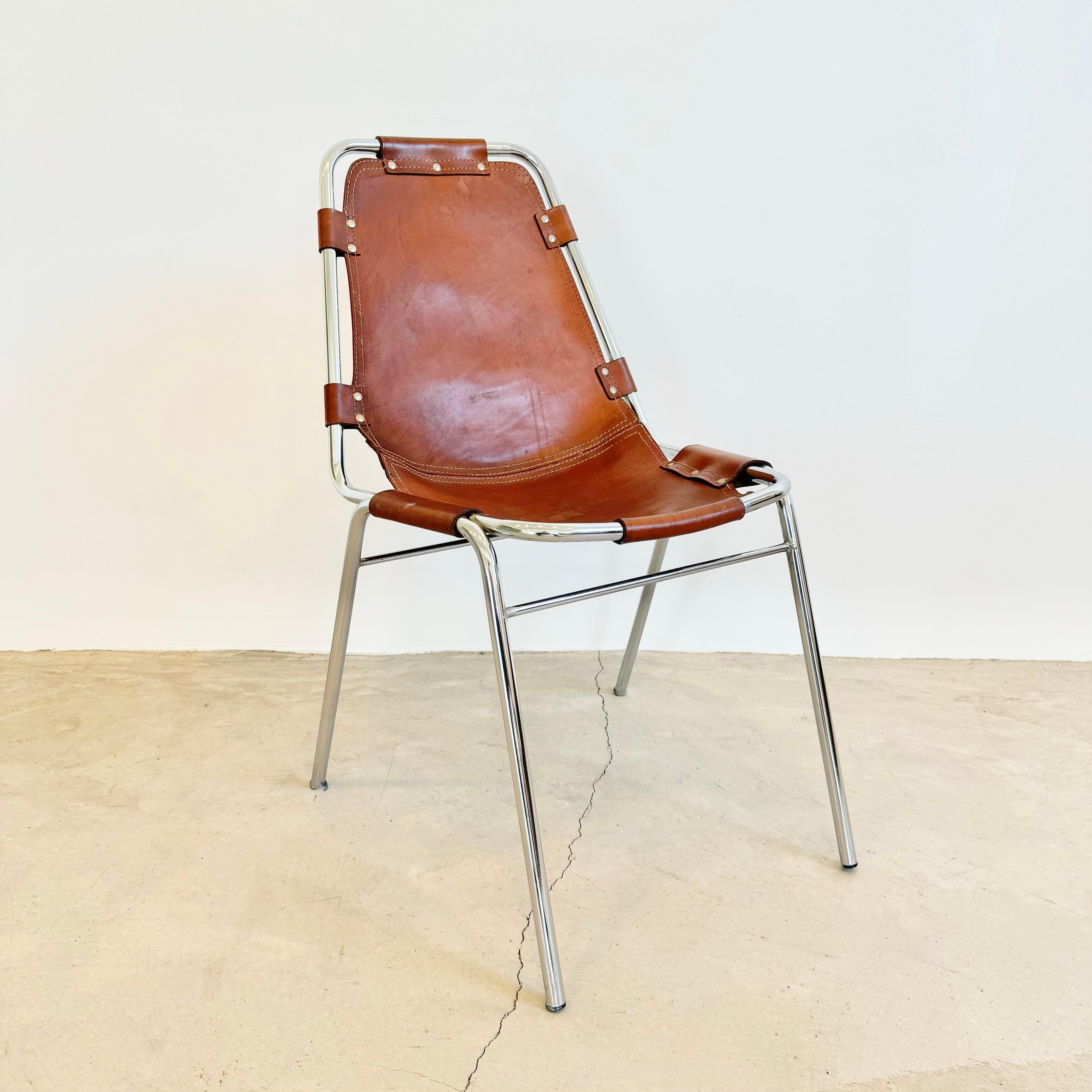 Set of 10 Les Arcs Dining Chairs Selected by Charlotte Perriand, 1960s France In Good Condition In Los Angeles, CA