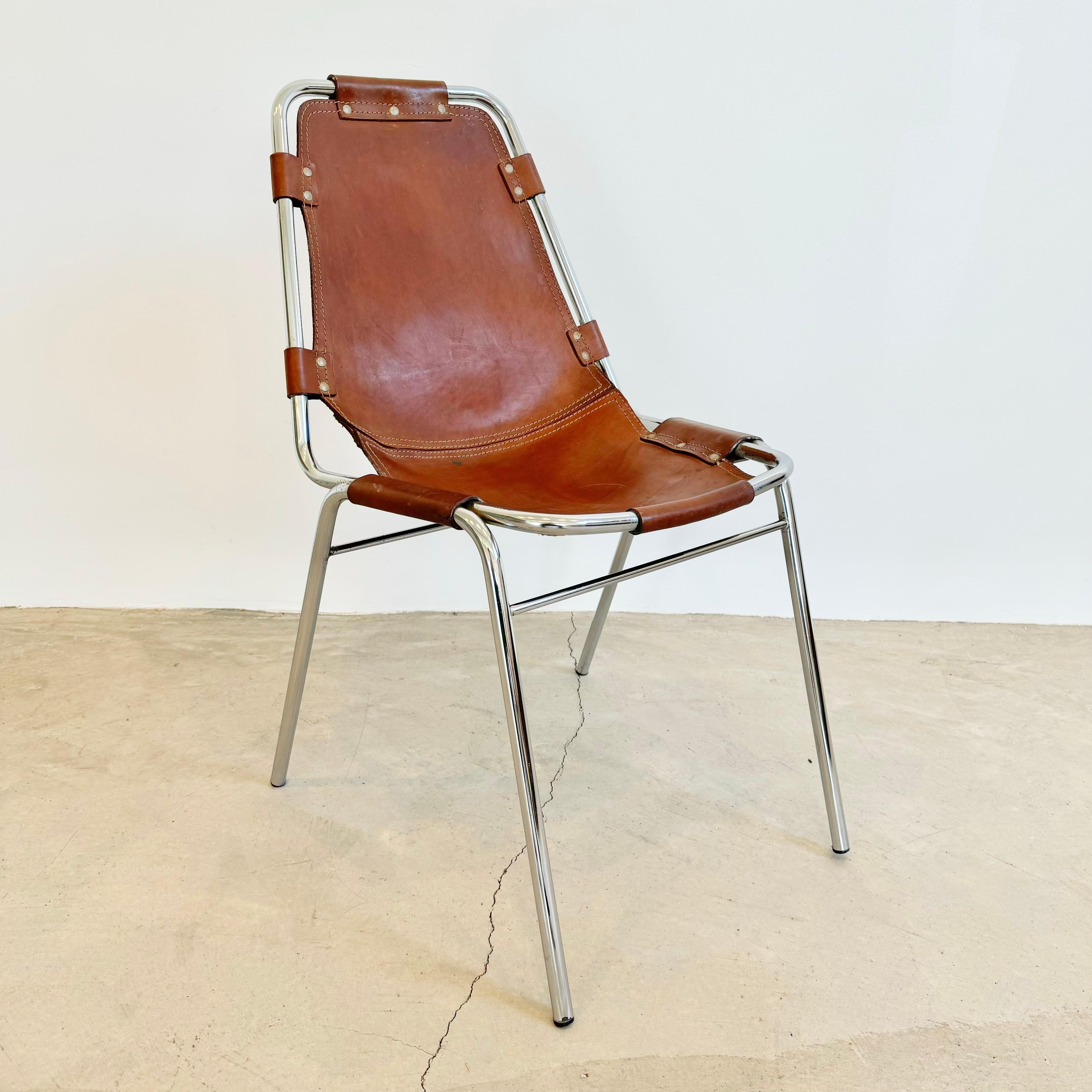 Set of 10 Les Arcs Dining Chairs Selected by Charlotte Perriand, 1960s France 1