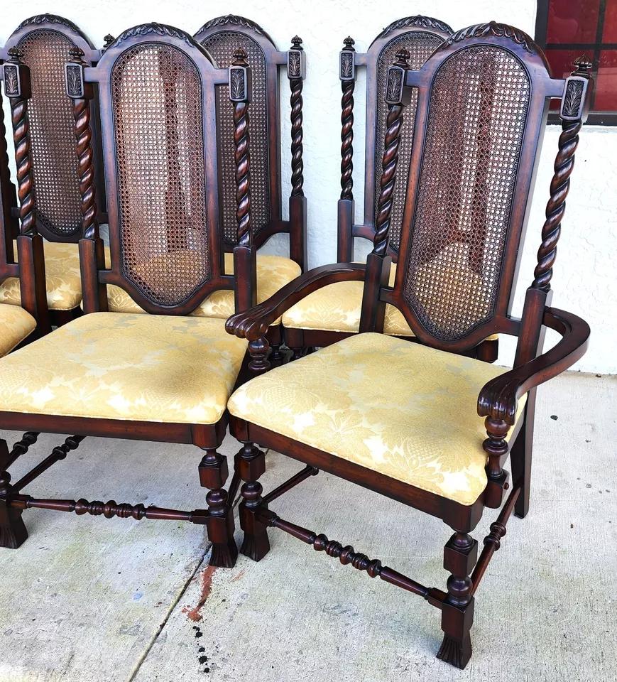 For FULL item description click on MORE DETAILS below. 

Offering One Of Our Recent Palm Beach Estate Fine Furniture Acquisitions Of A
Set of 10 Lexington Dining Chairs Barley Twist Cane
With Caned backs and Damask Cotton seats.
Set includes 2 Arm